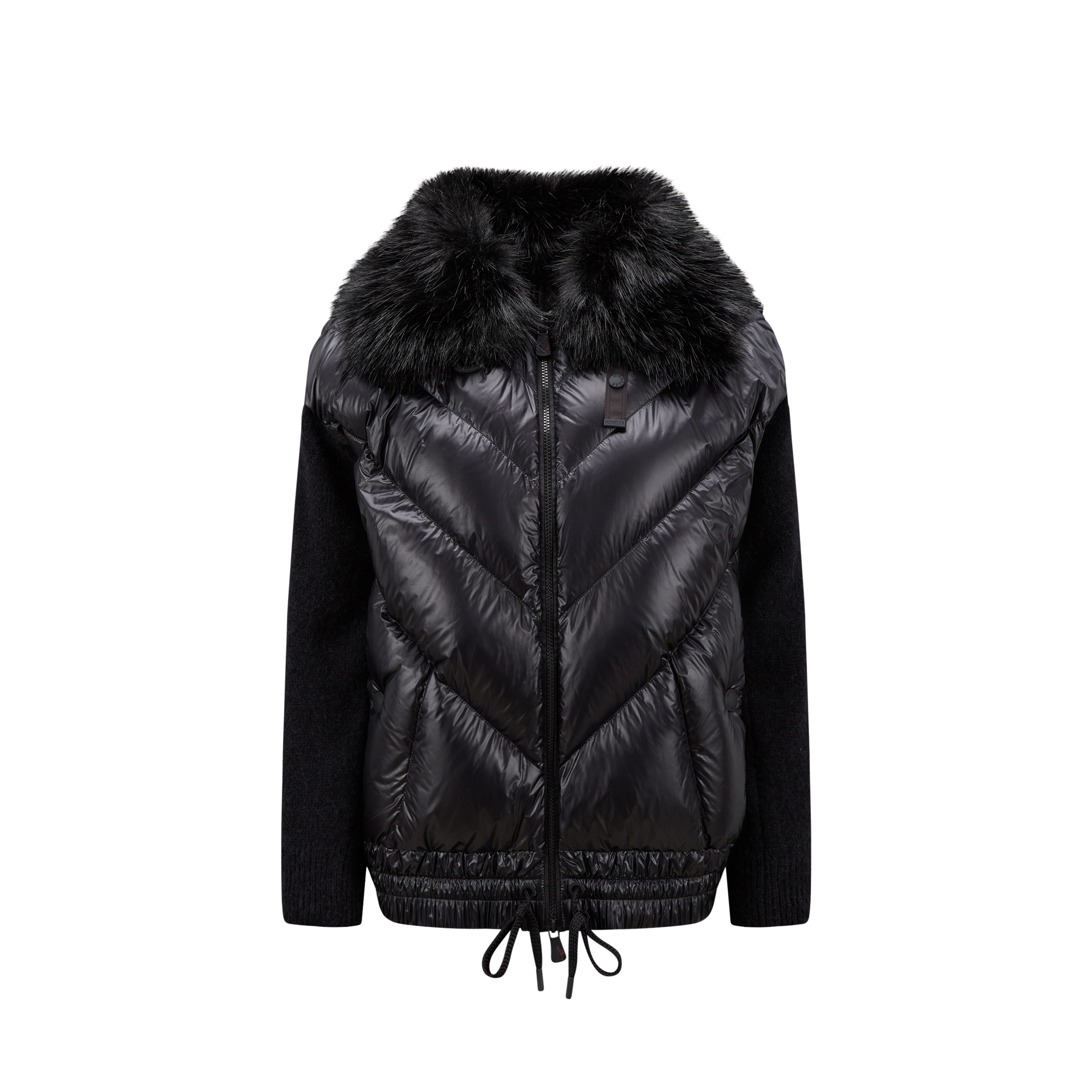 Shop Moncler Cardigan Rembourré Laine Et Alpaga In Noir