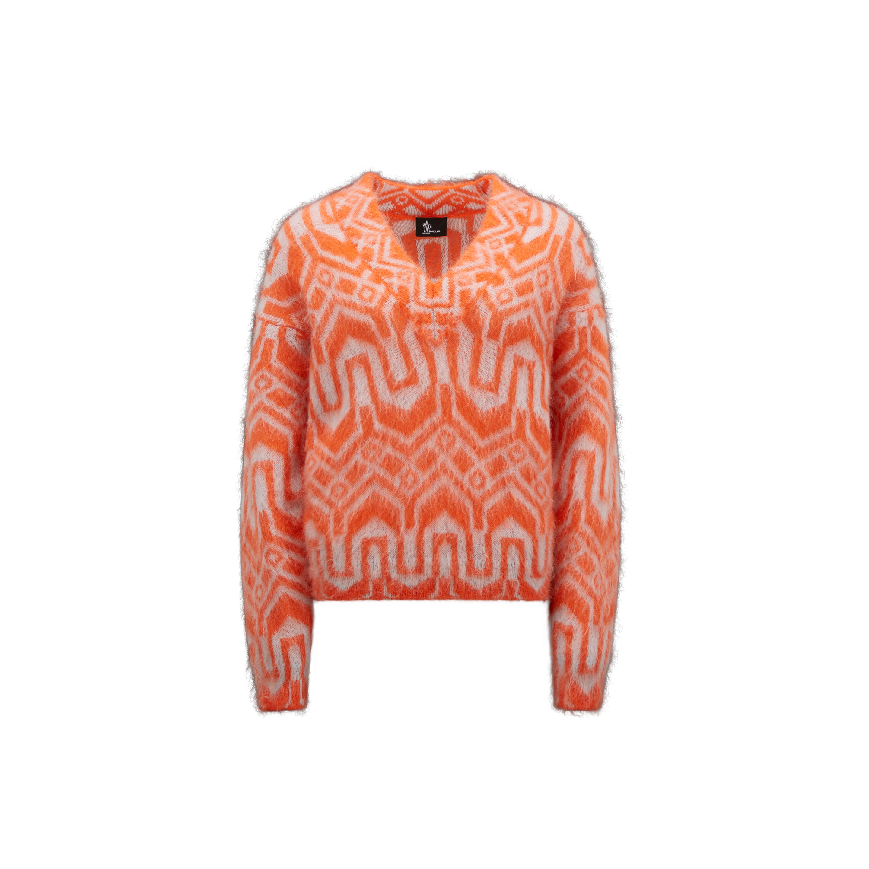 Moncler Pull À Col En V En Mohair In Orange