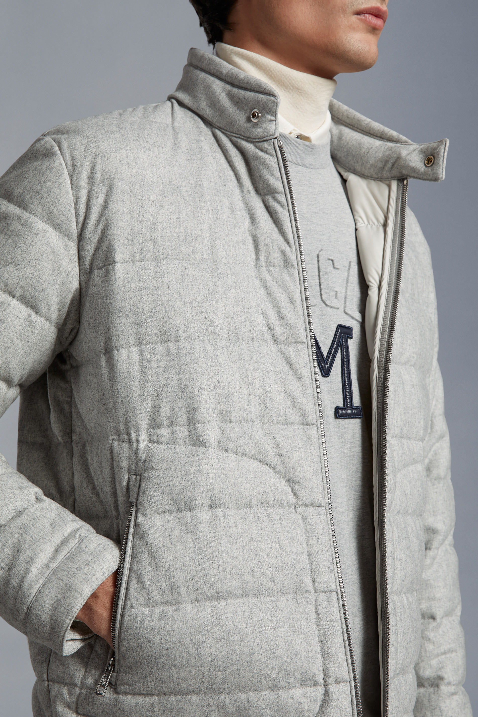 Light Grey Acorus Short Down Jacket - Short Down Jackets for Men | Moncler