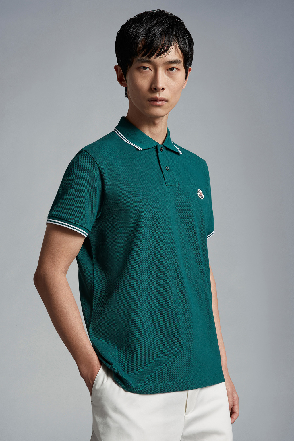 Dark Green Logo Polo Shirt - Polos & T-shirts for Men | Moncler US