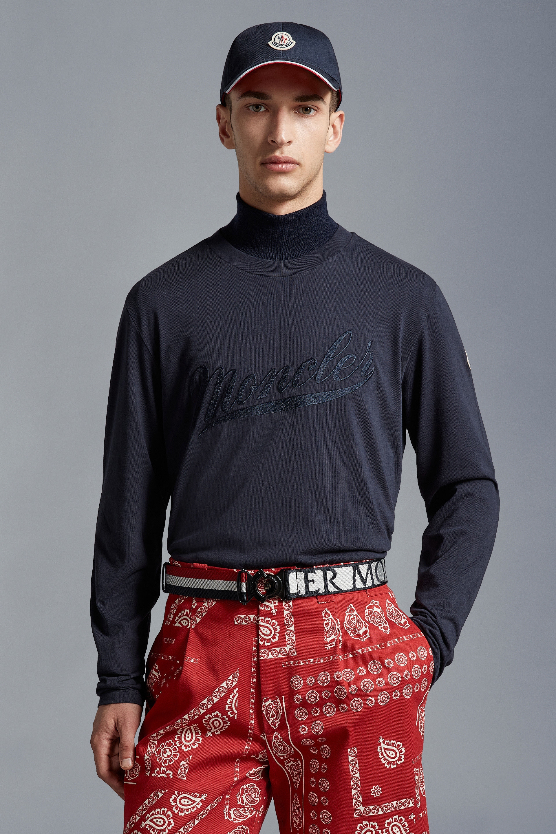 Navy Blue Logo Long Sleeve T Shirt Polos T shirts For Men Moncler DK navy-blue-logo-long-sleeve-t-shirt-polos-t-shirts-for-men-moncler-dk