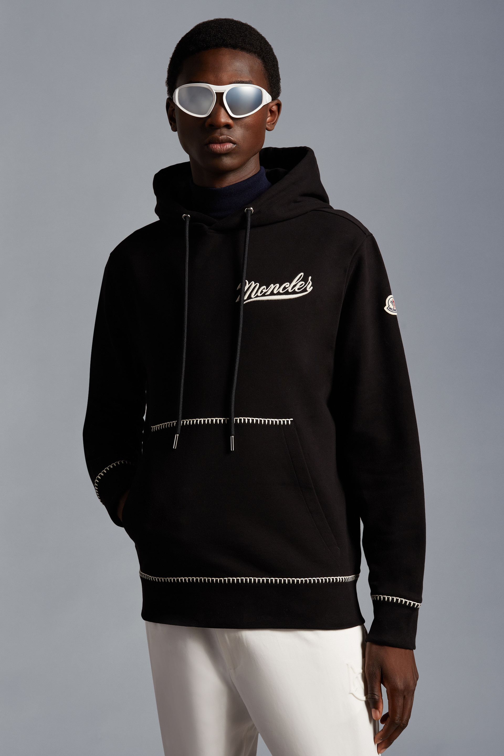 Black Logo Hoodie - Sweatshirts for Men | Moncler US