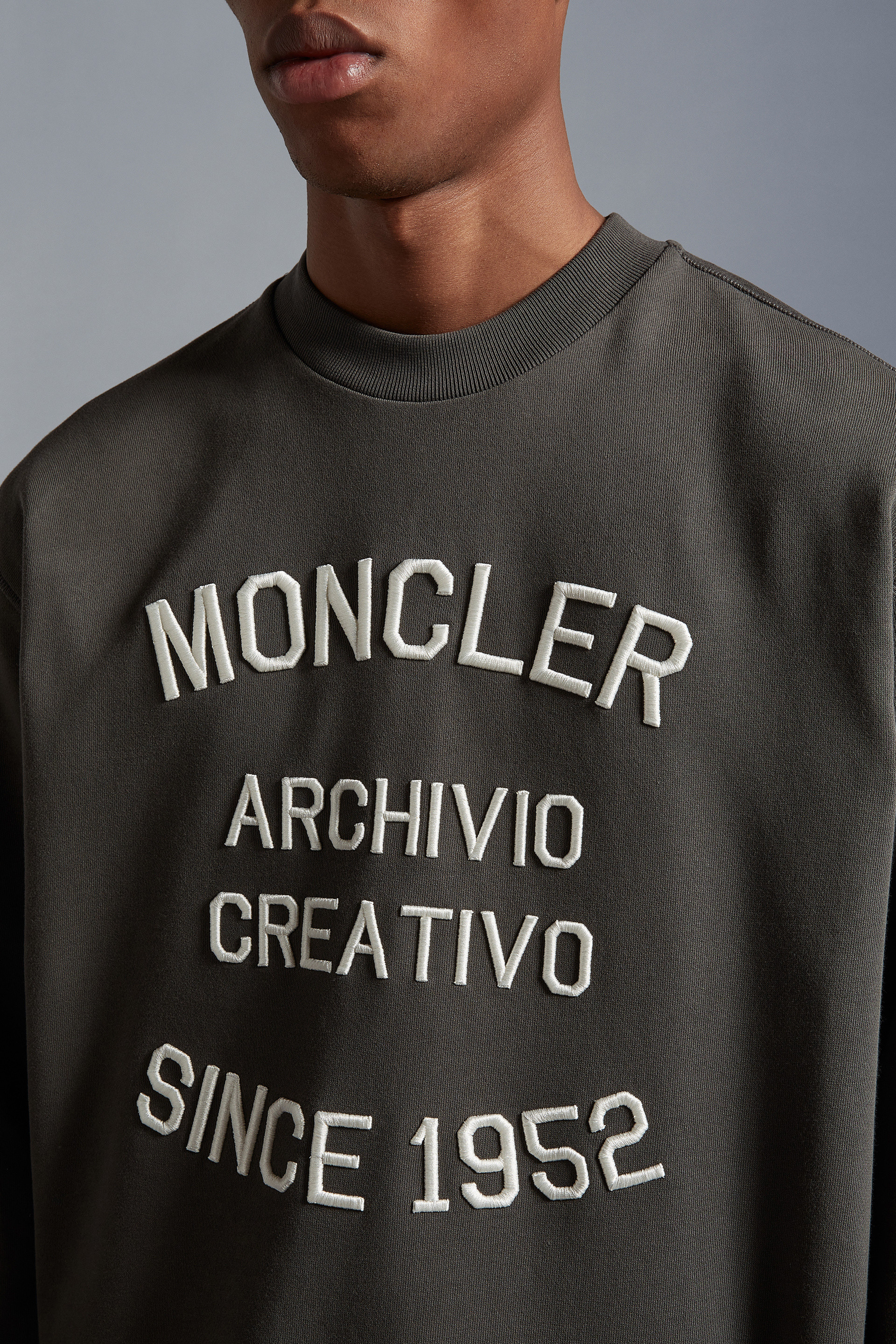 Moncler Grenoble Down Logo Sweatshirt Heather Grey at