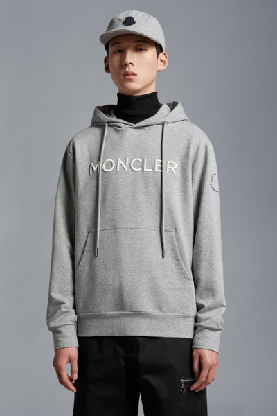 Gray Embroidered Logo Hoodie - Sweatshirts for Men | Moncler CH