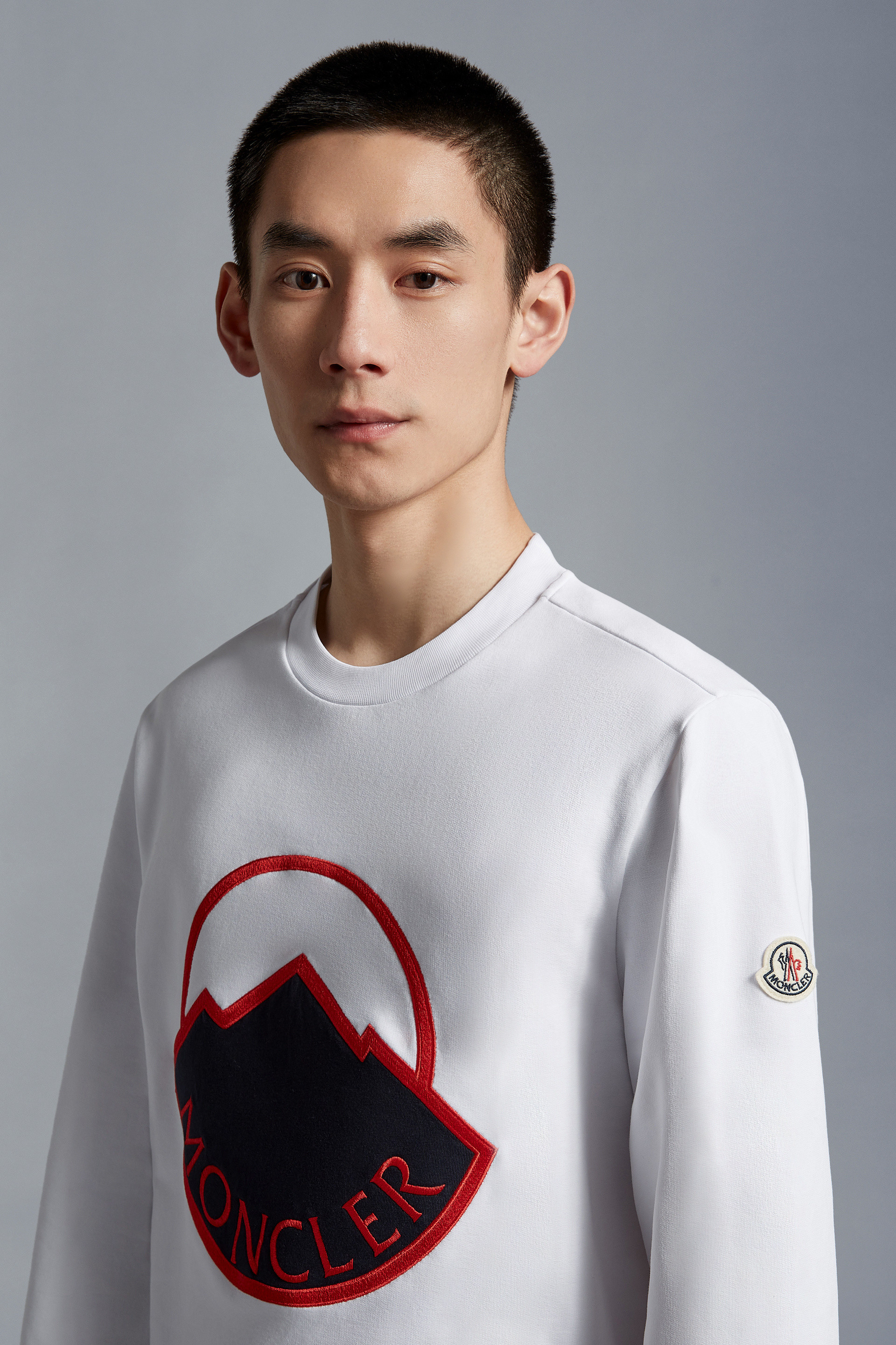 Moncler Logo Patch Sweatshirt White at