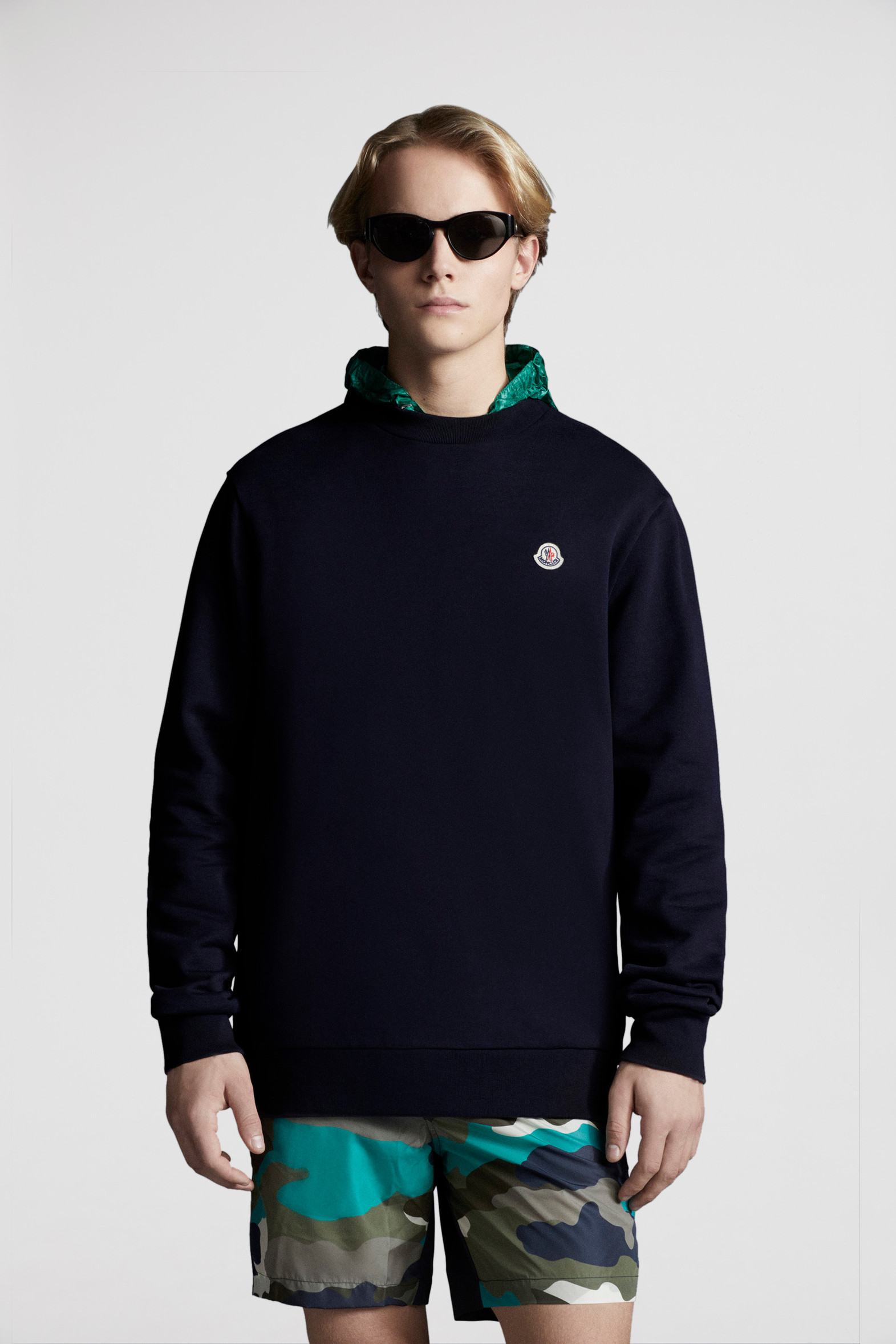 Night Blue Logo Patch Sweatshirt Sweatshirts for Men Moncler US