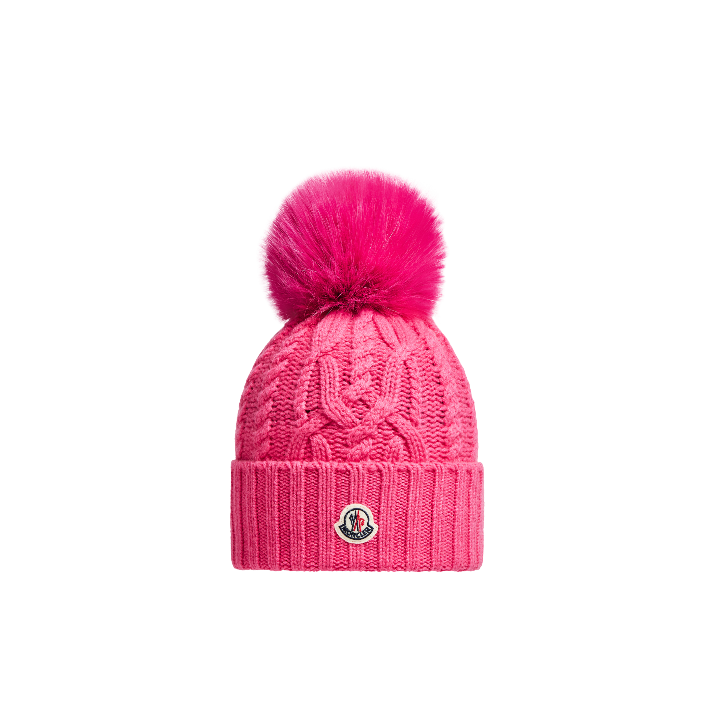 Moncler Collection Bonnet En Laine Avec Pompon In Pink