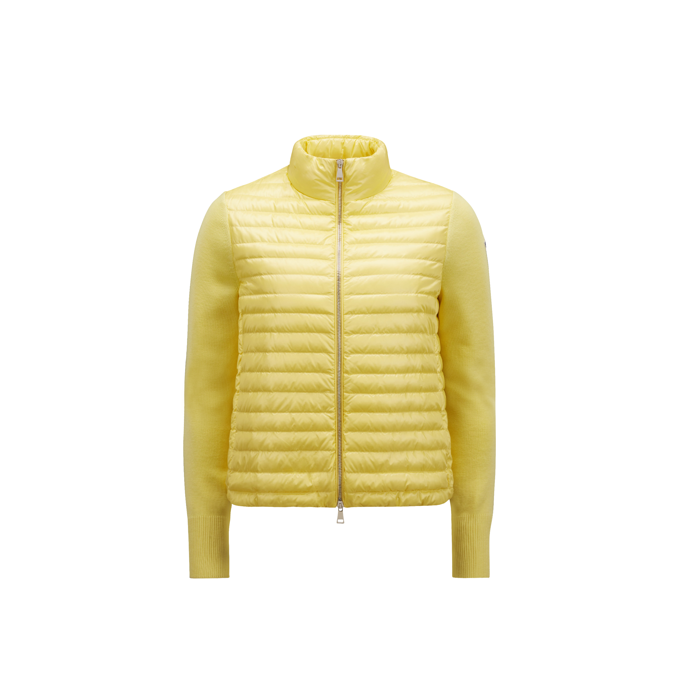 Moncler Collection Cardigan Matelassé En Laine In Yellow