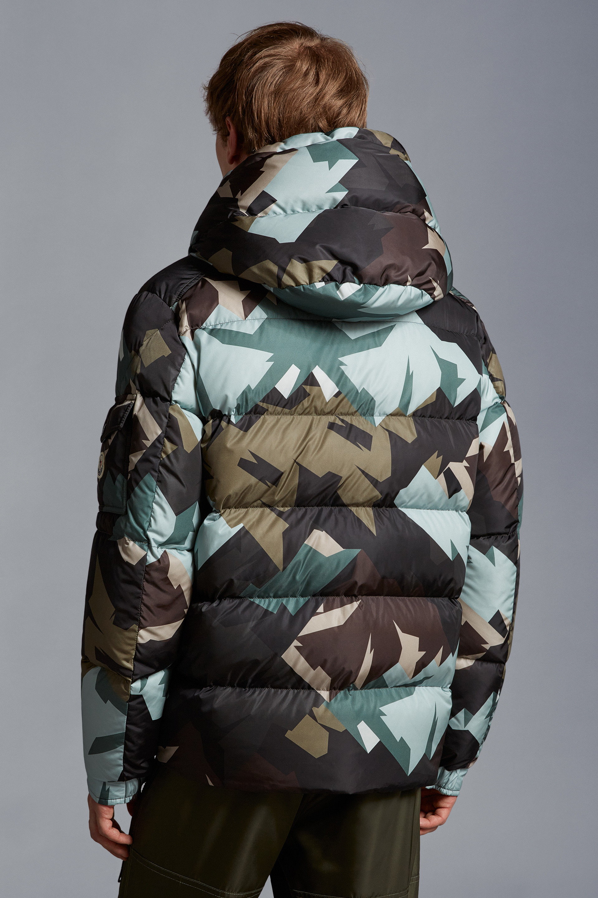 Moncler Men's Camouflage-Print Shell Hooded Jacket