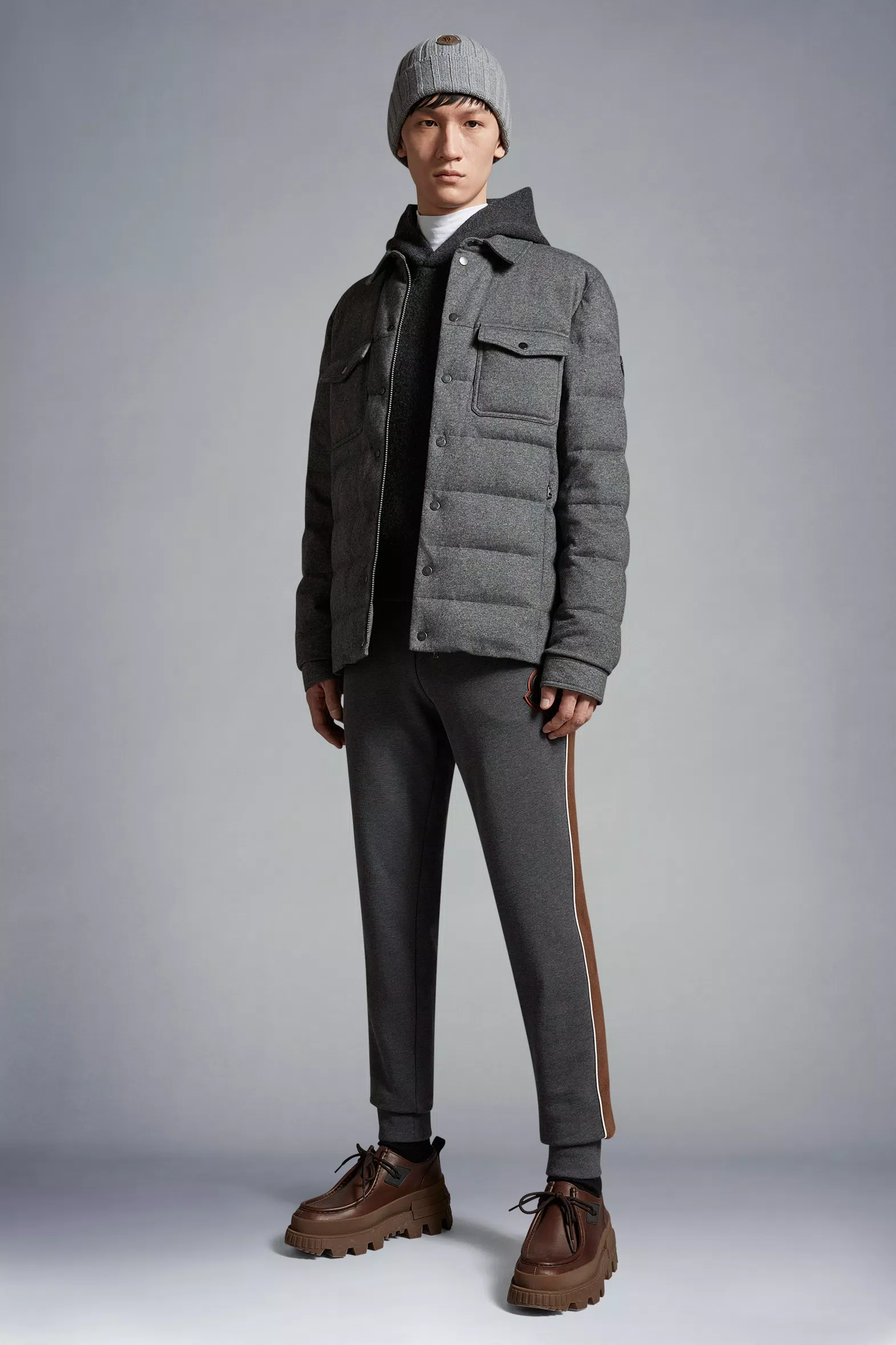 Anthracite Grey Todorka Down Shacket - Coats & Jackets for Men | Moncler US
