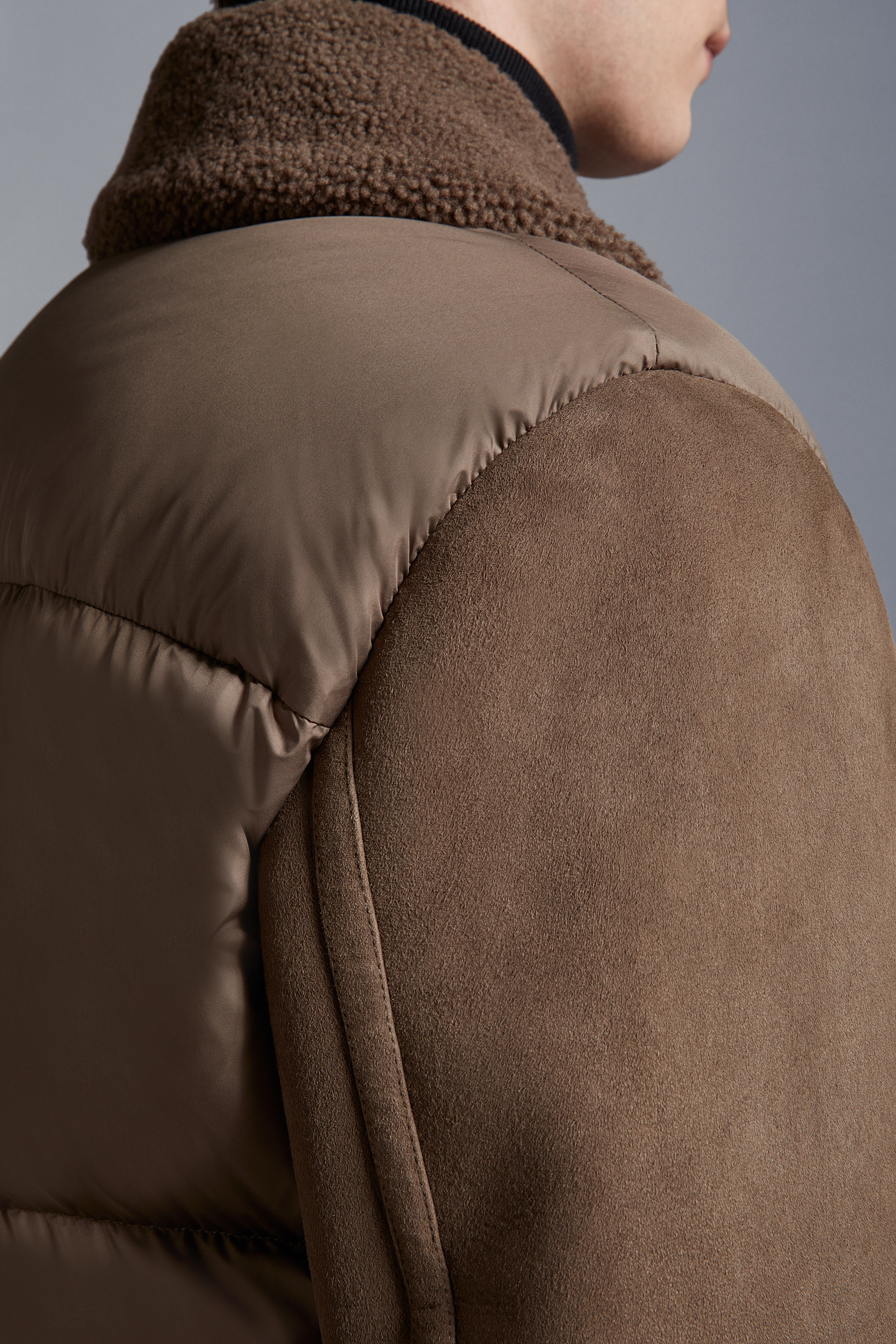 Brown Gers Leather Down Jacket - Coats & Jackets for Men | Moncler US