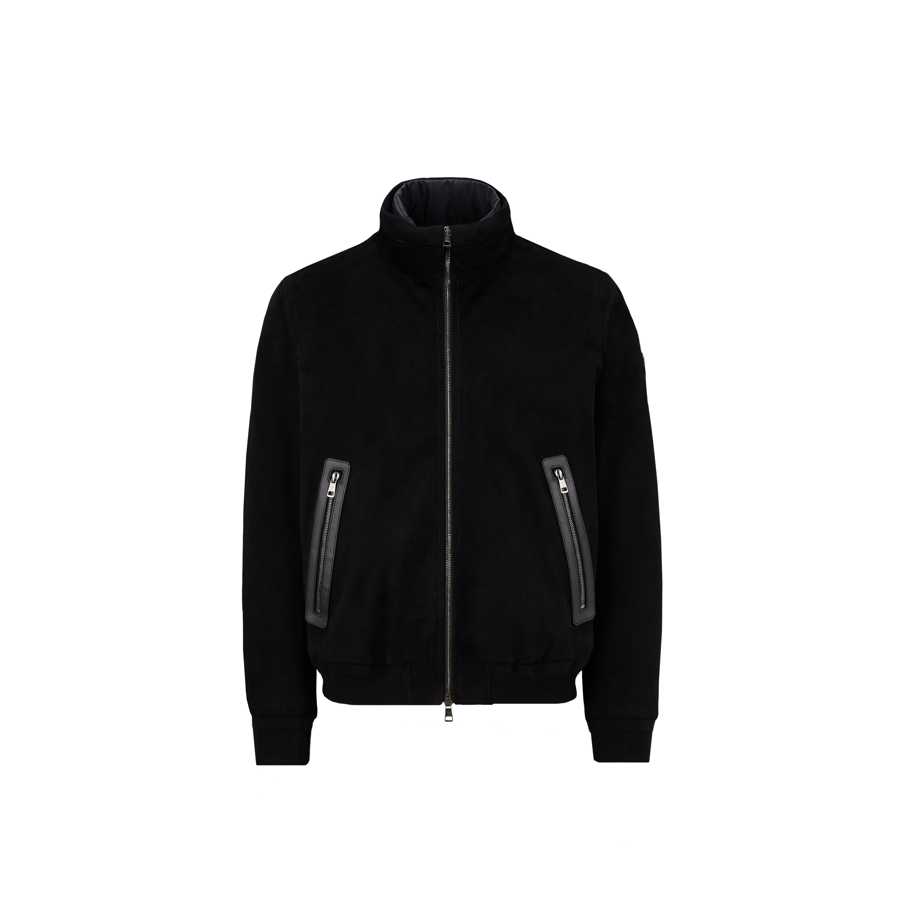 Moncler Collection Fayal Suede Bomber Jacket Black In Noir
