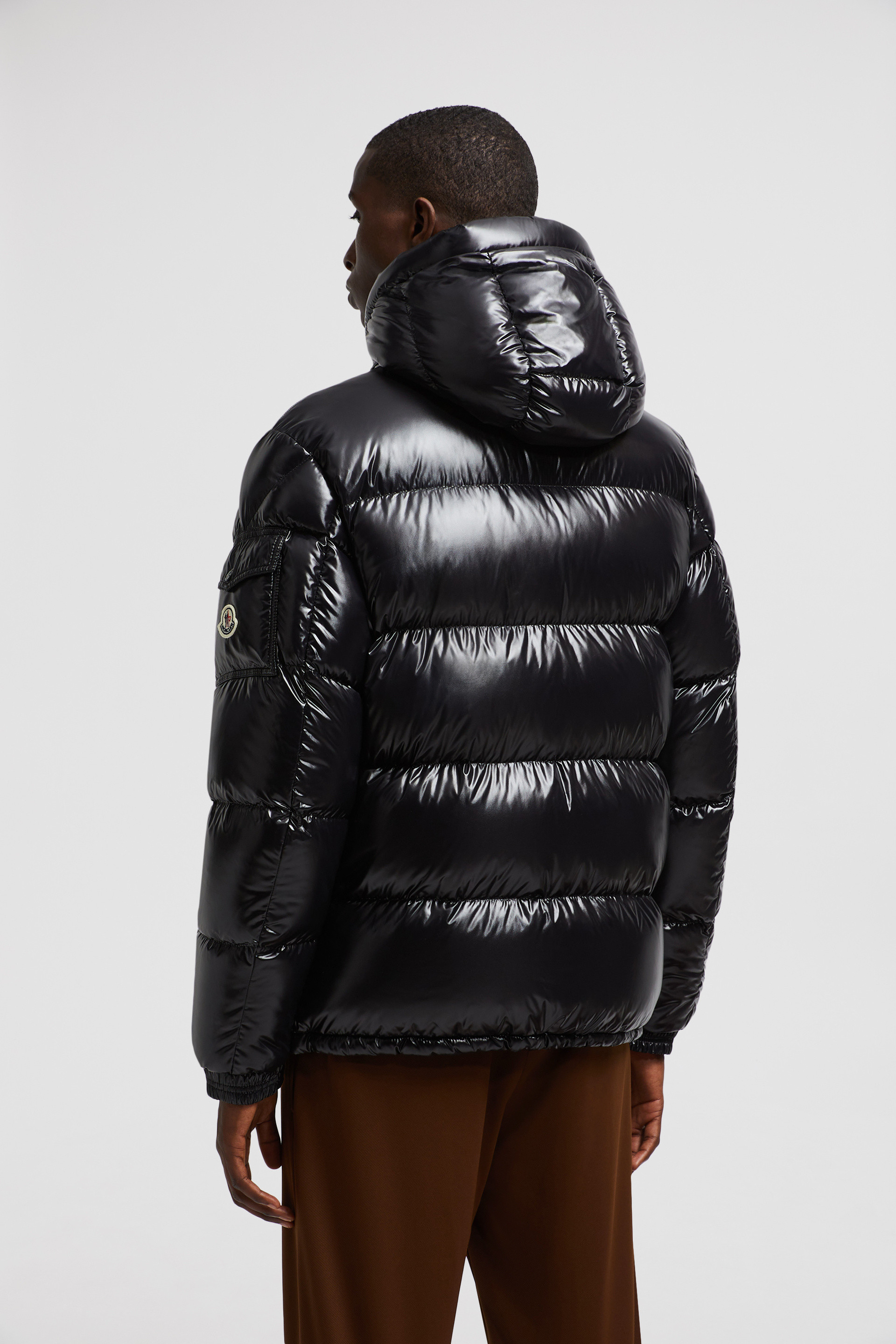 Shiny black shop moncler jacket