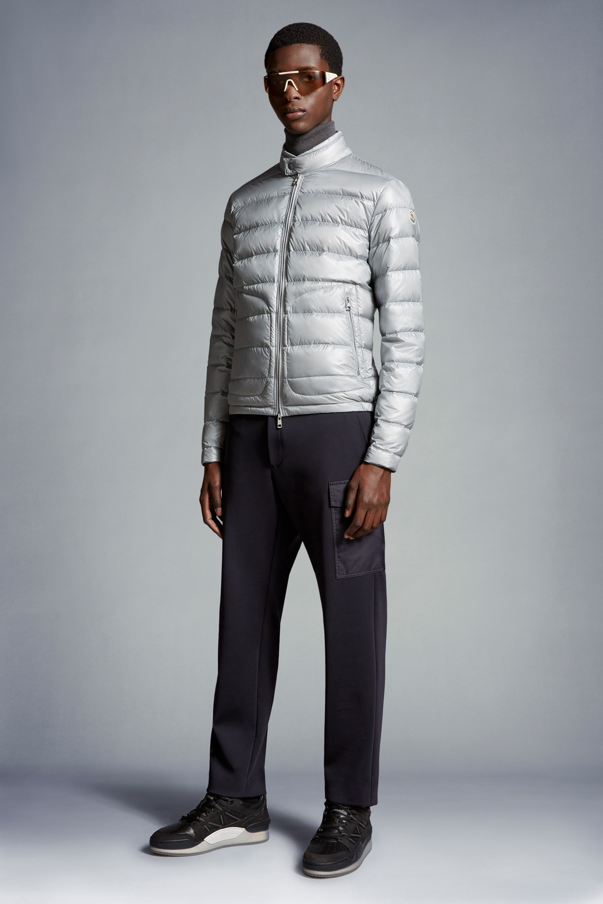 Mens grey hot sale moncler coat