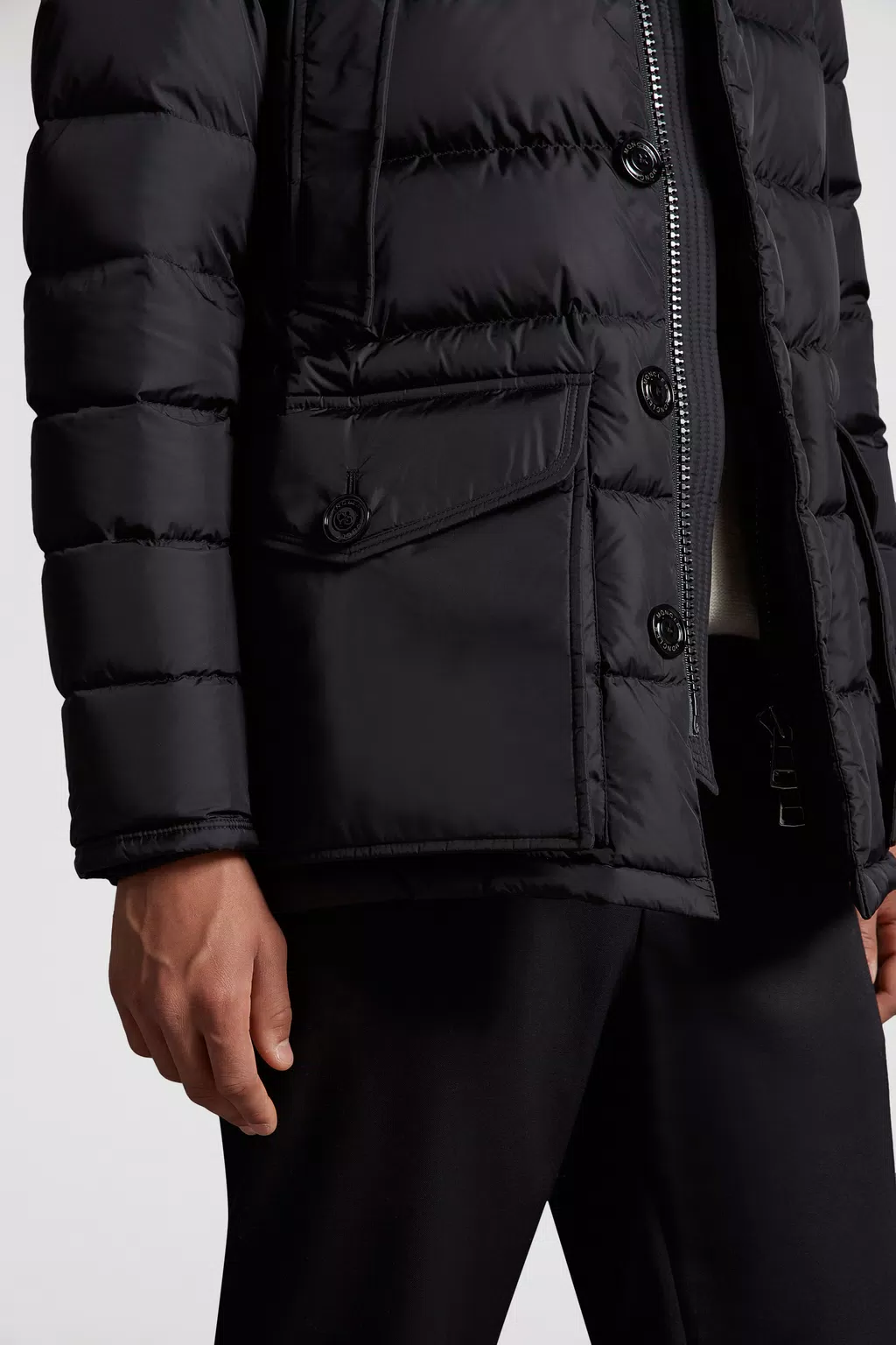Black Cluny Long Down Jacket - Short Down Jackets for Men | Moncler US