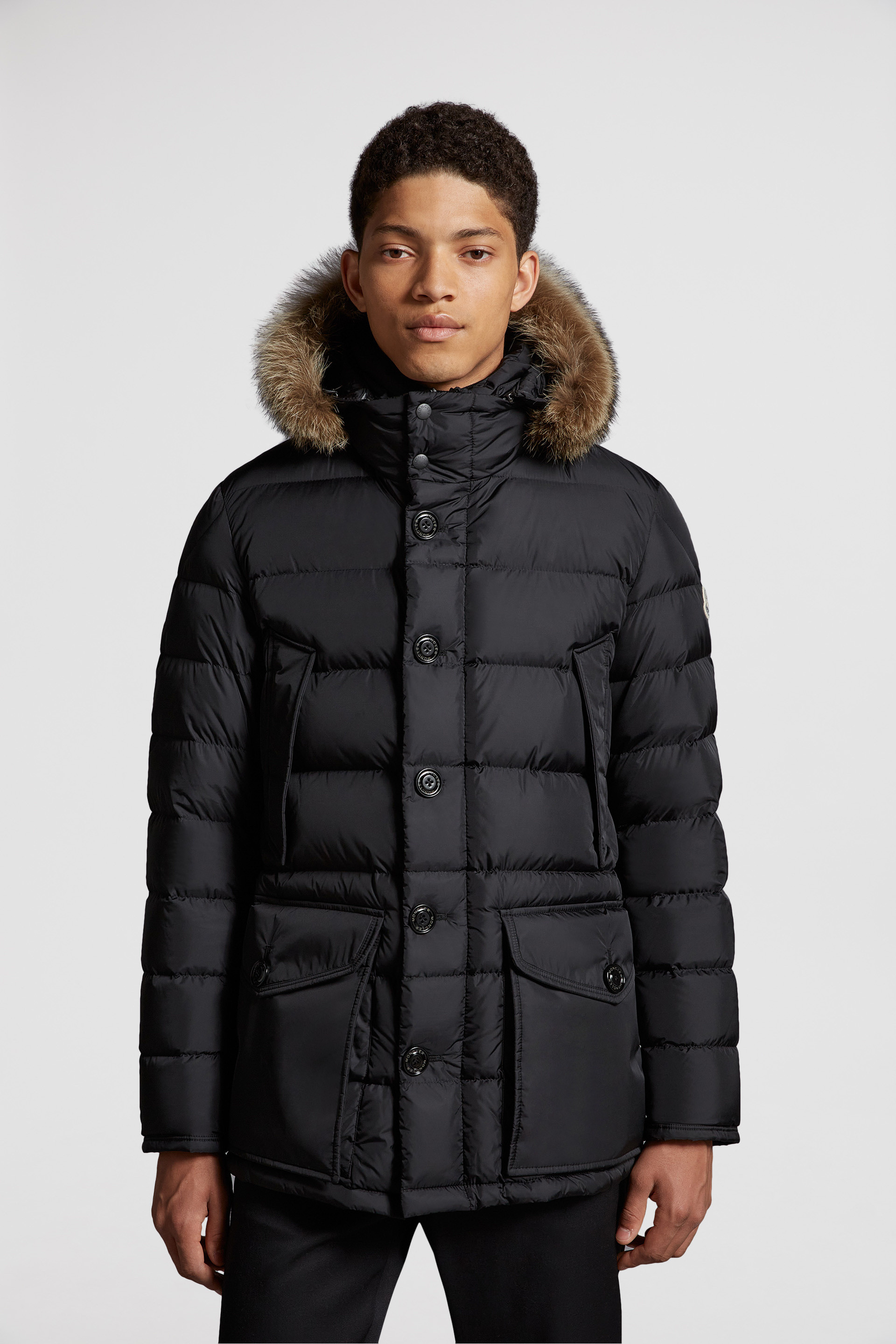 Moncler black coat clearance mens