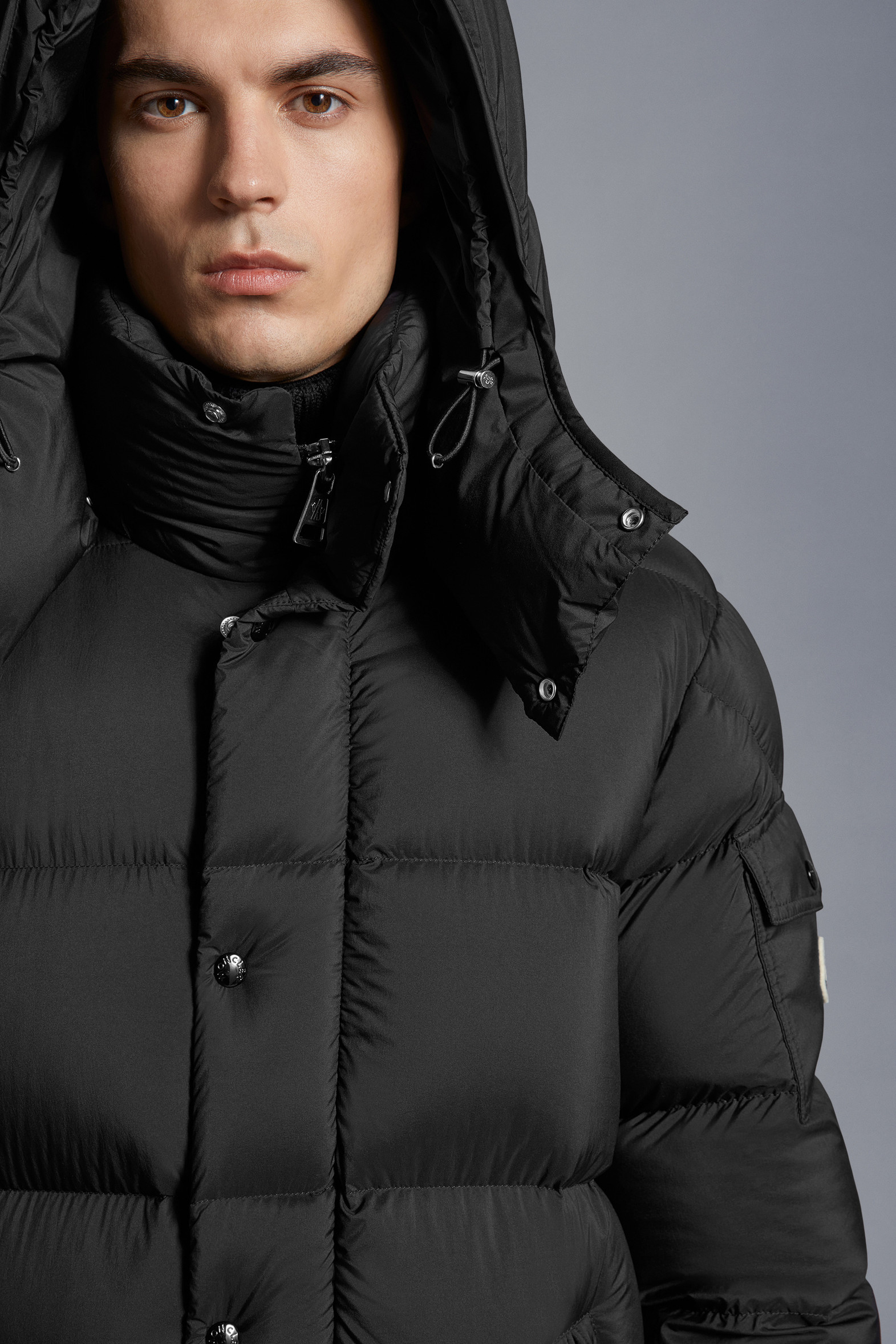 Black Hanoverian Long Down Jacket Long Down Jackets for Men Moncler US
