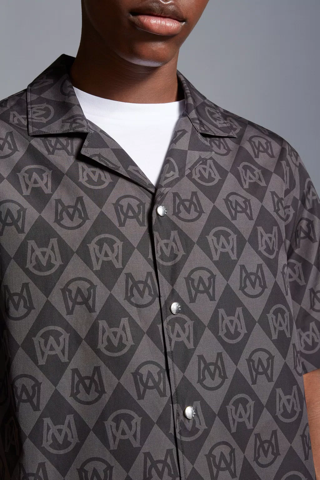 Monogram Moncler Black & Gray Monogram Print Shirt - Polos & T-shirts for Men | Moncler LV