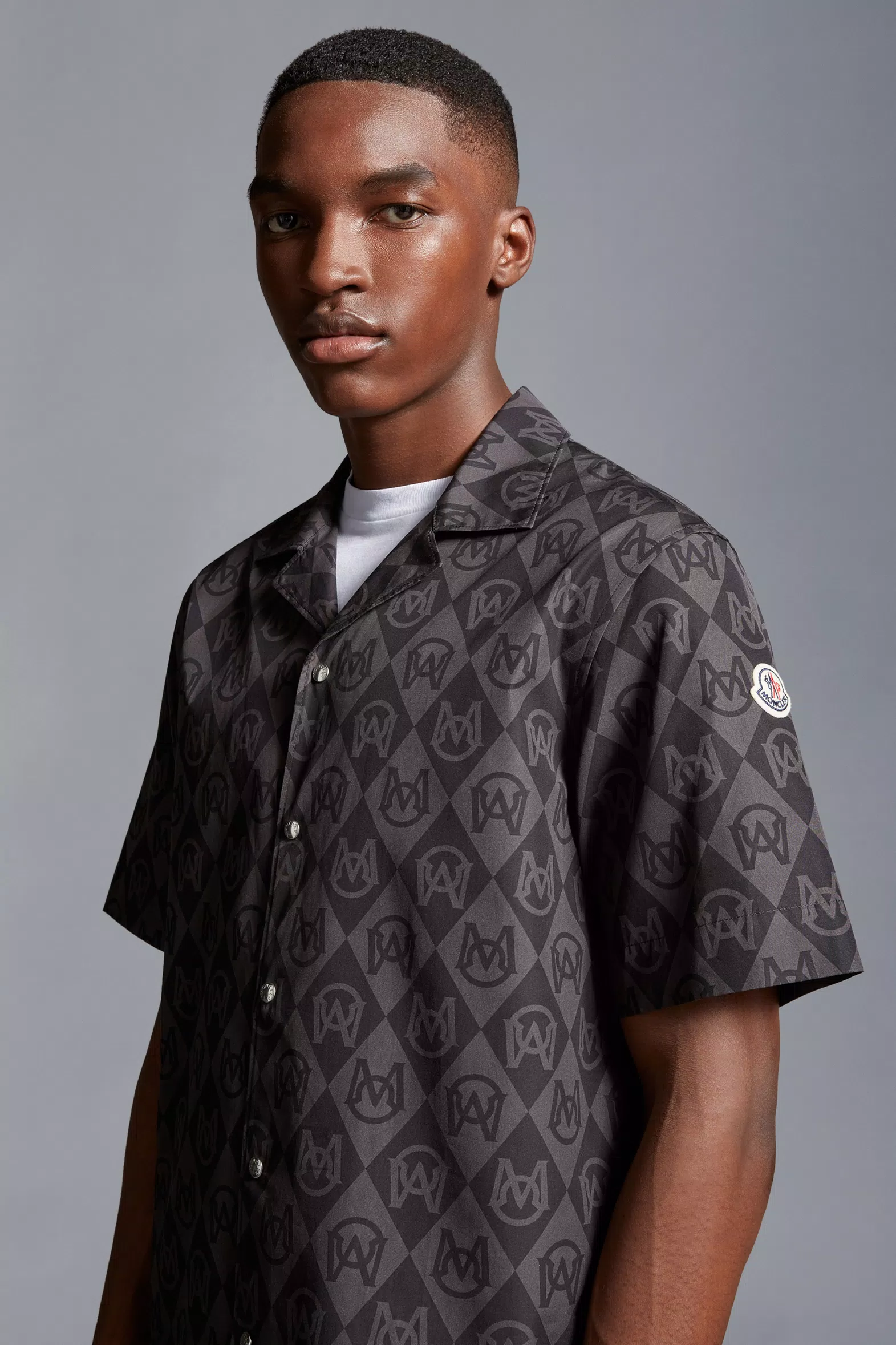 Black & Gray Monogram Print Shirt - Polos & T-shirts for Men | Moncler NL