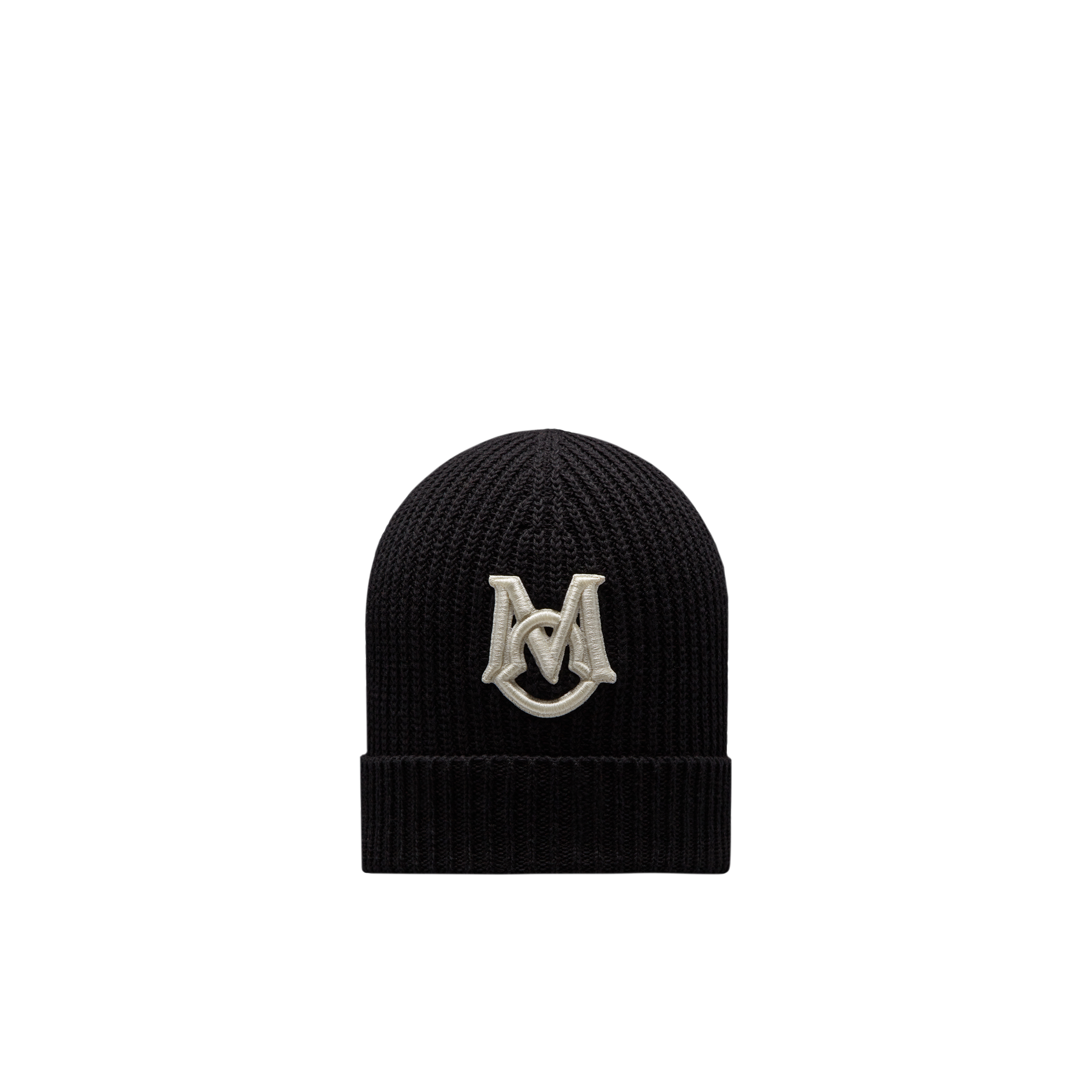 Moncler Collection Embroidered Monogram Beanie Black In Noir