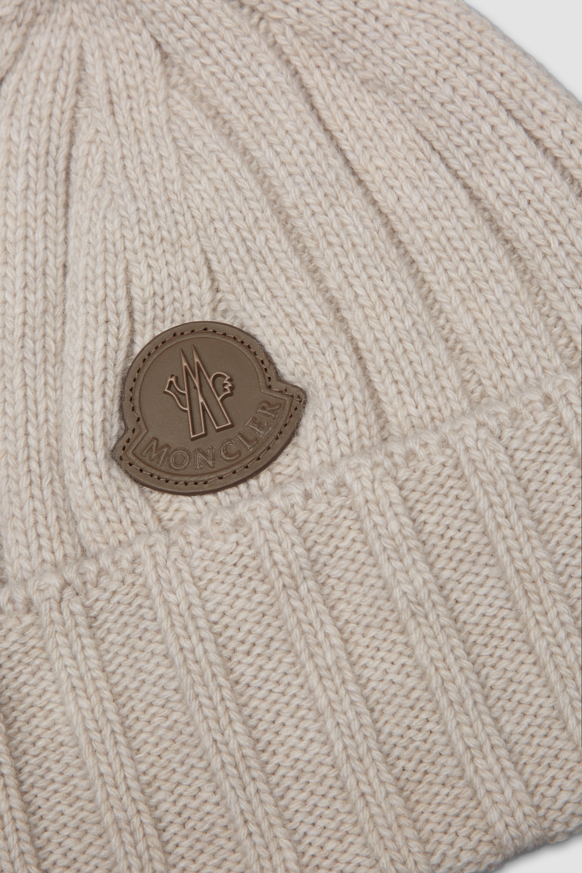 Light Beige Logo Wool Beanie - Hats & Beanies for Men