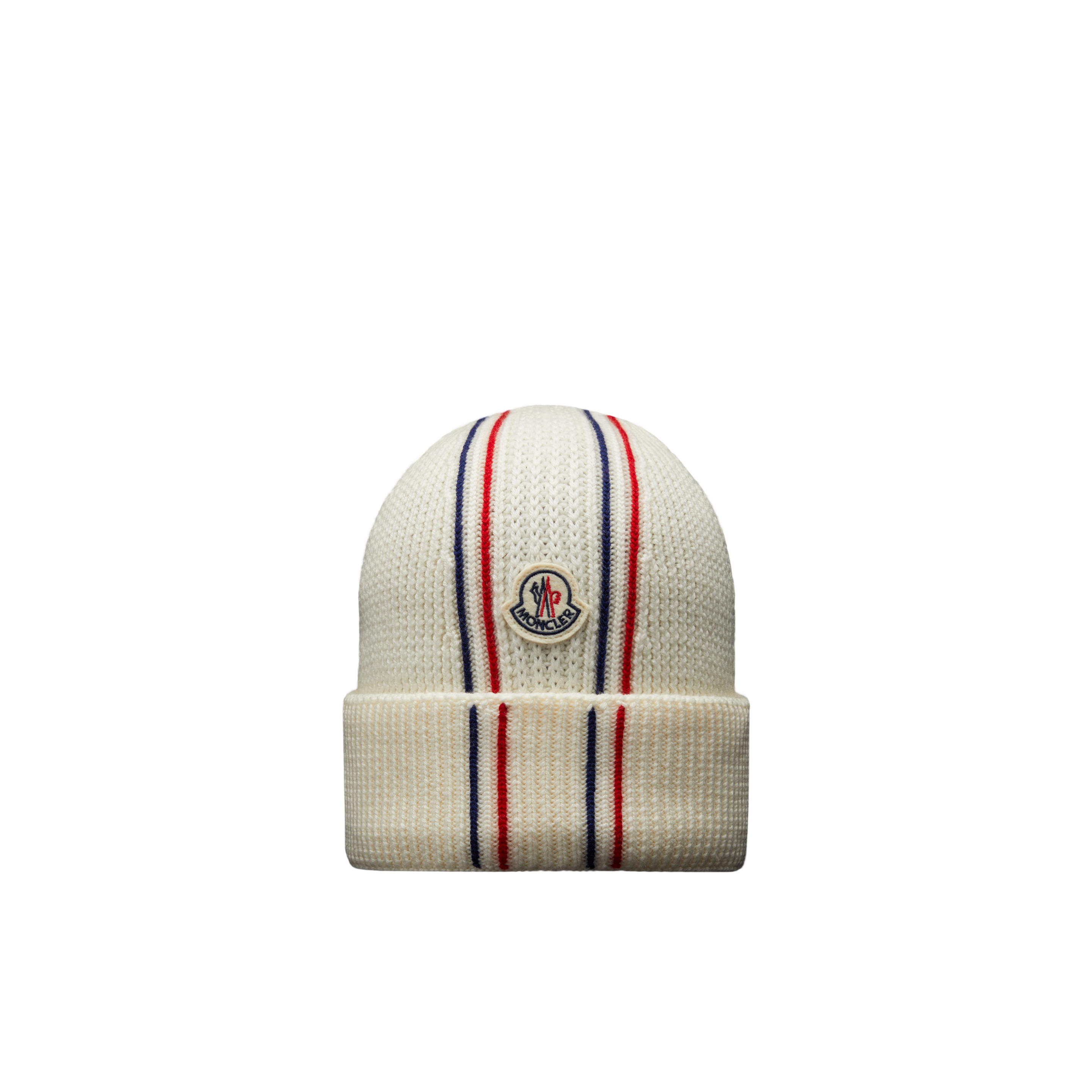 Moncler Collection Tricolor Wool Beanie White In Blanc