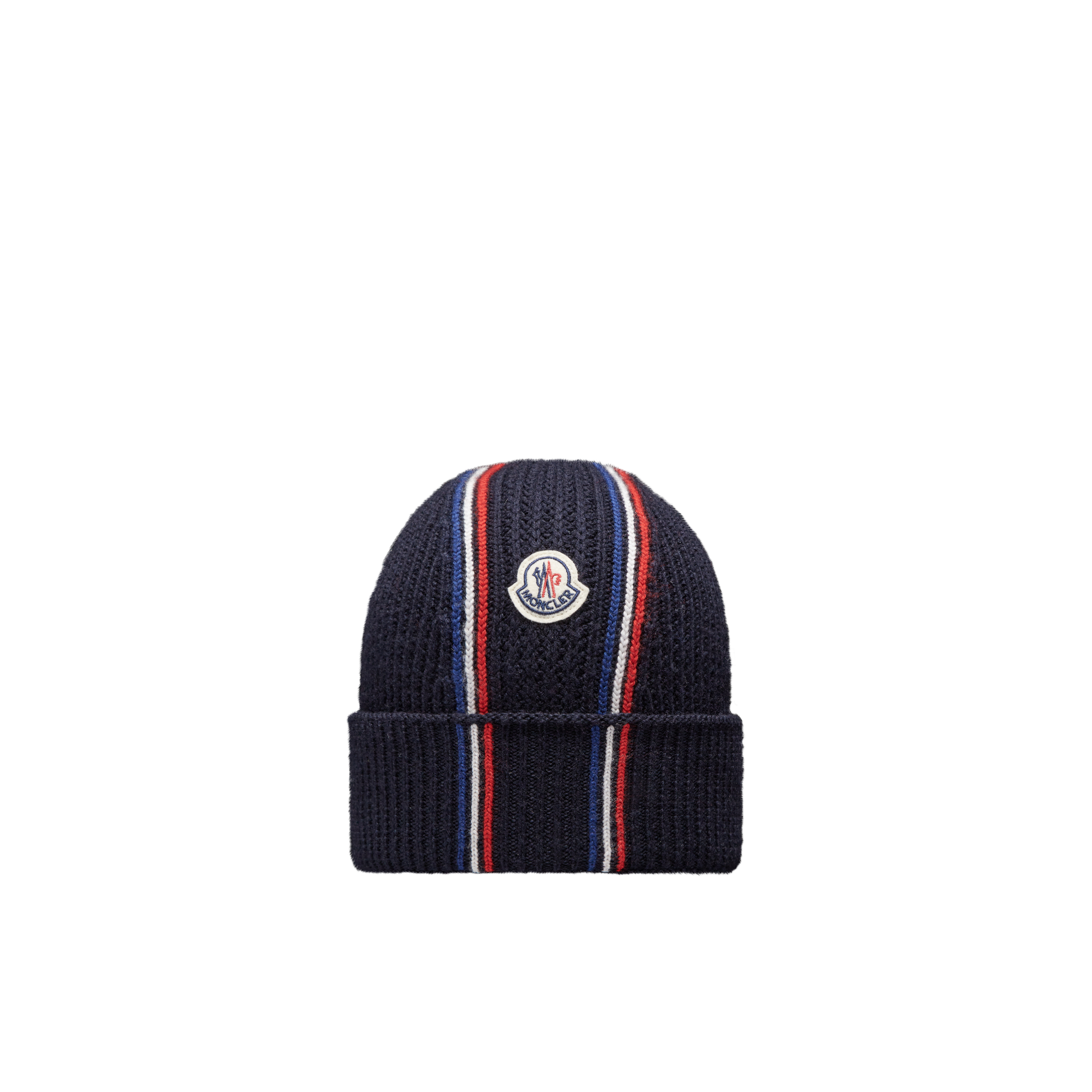 Moncler Collection Tricolor Wool Beanie Blue In Bleu
