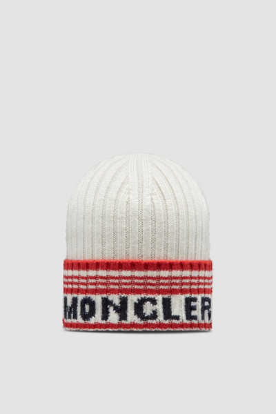 White Logo Wool Beanie - Hats & Beanies for Men | Moncler US