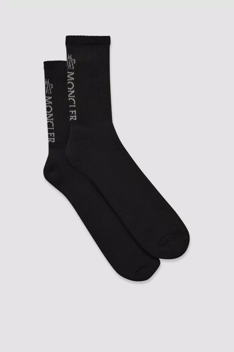 Black Cotton Logo Socks - Bags & Small Accessories for Men | Moncler HR