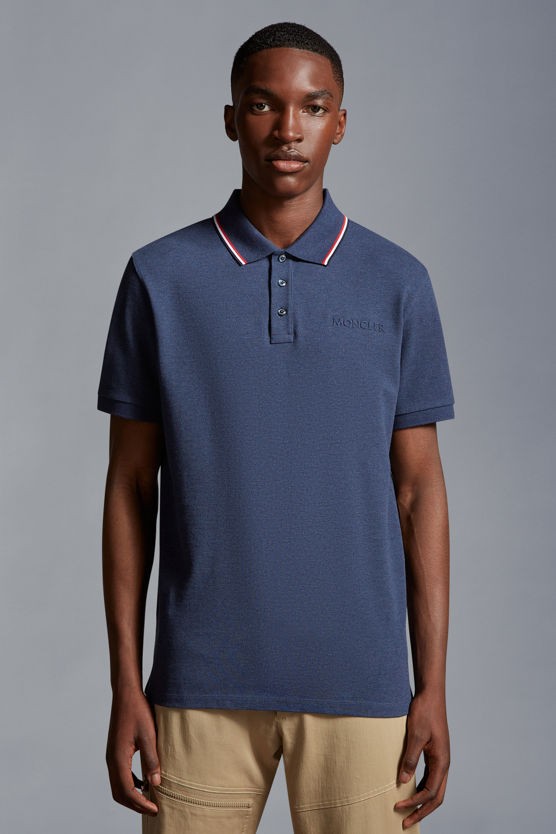Navy Blue Logo Polo Shirt - Polos & T-shirts for Men | Moncler US