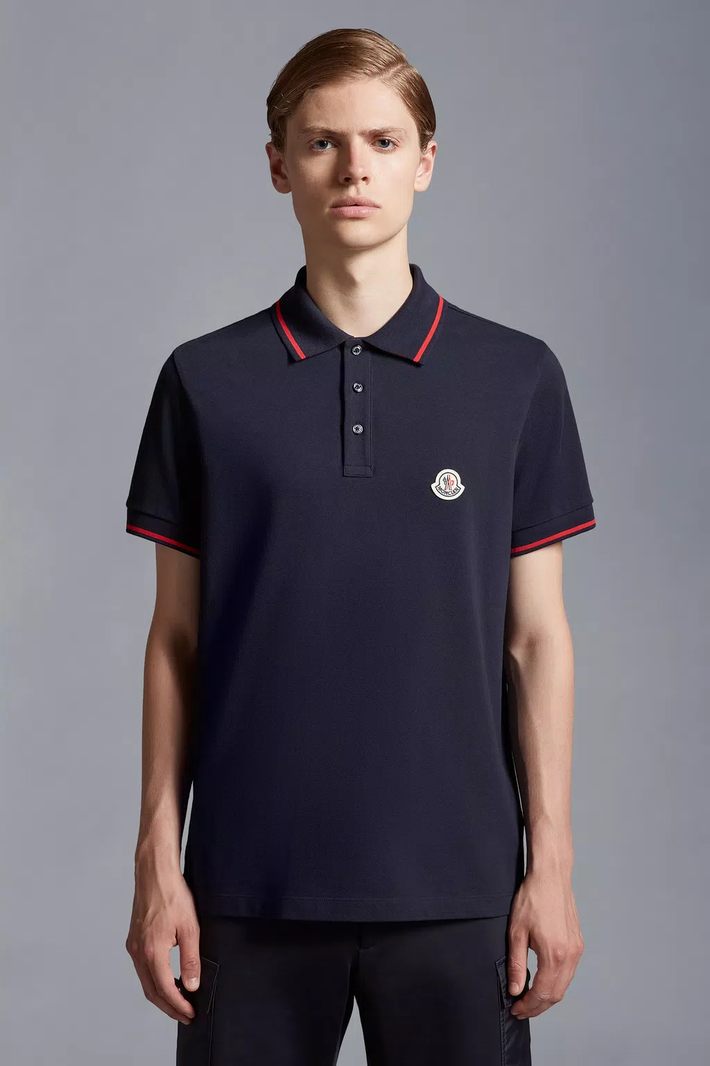 Dark Blue Long Sleeve Polo Shirt - Polos & T-shirts for Men | Moncler SK