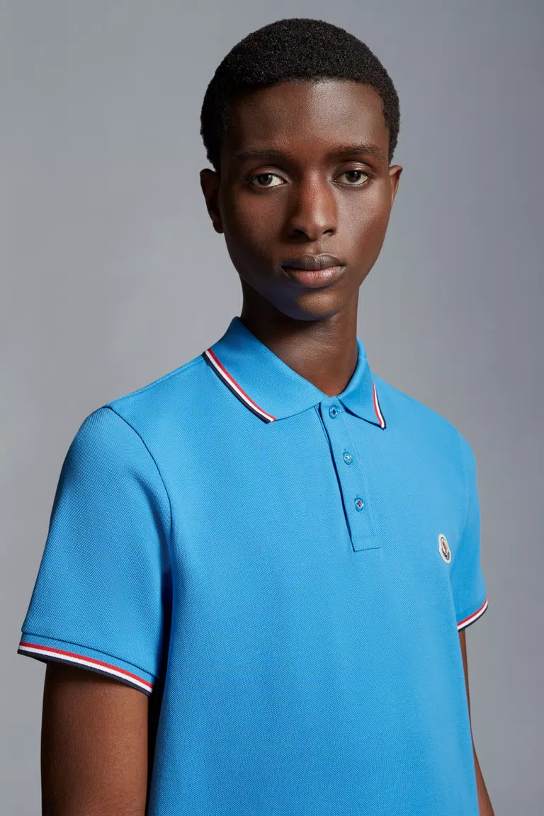 Bright Blue Logo Polo Shirt - Polos & T-shirts for Men | Moncler GB