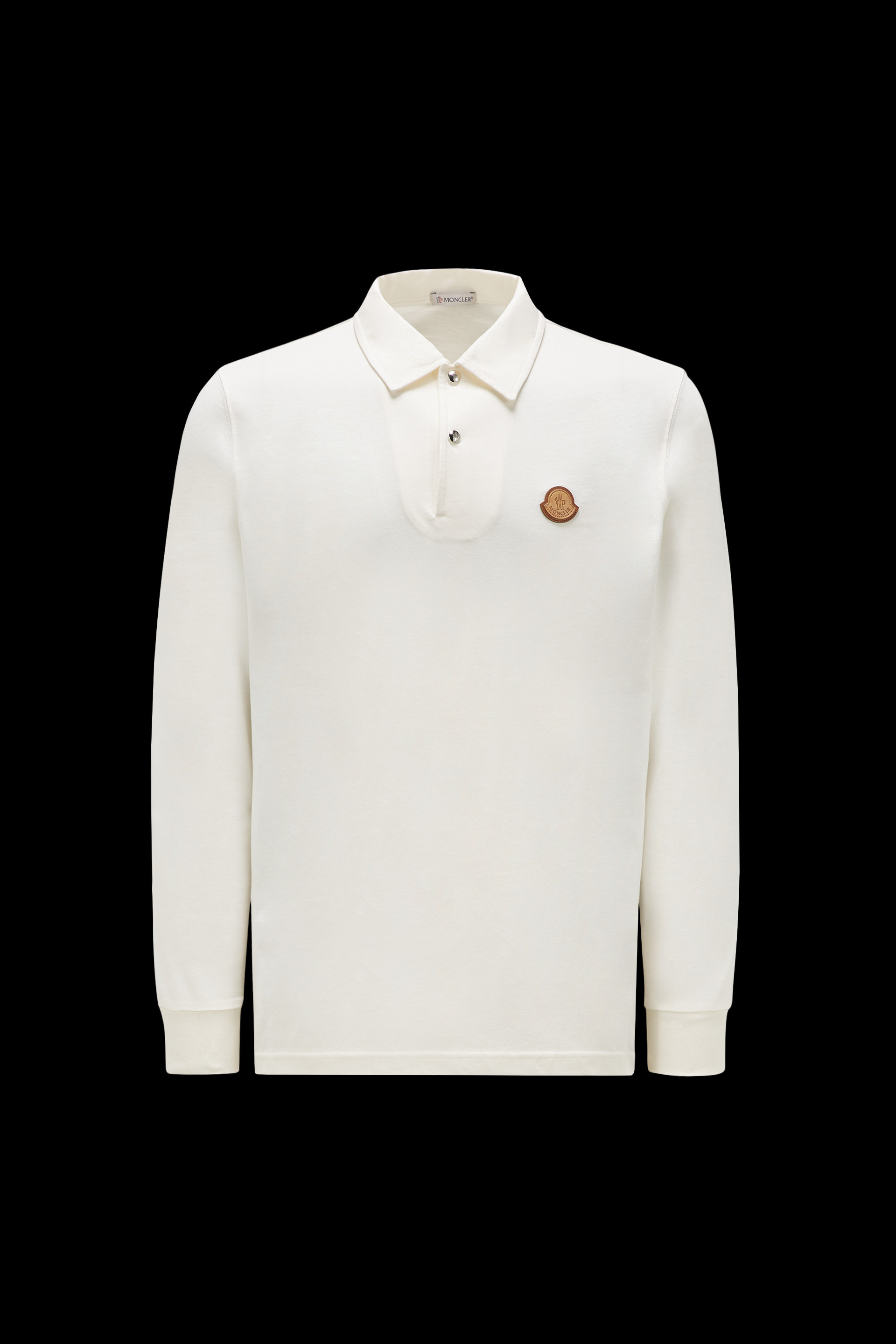 Moncler white polo long sleeve sale