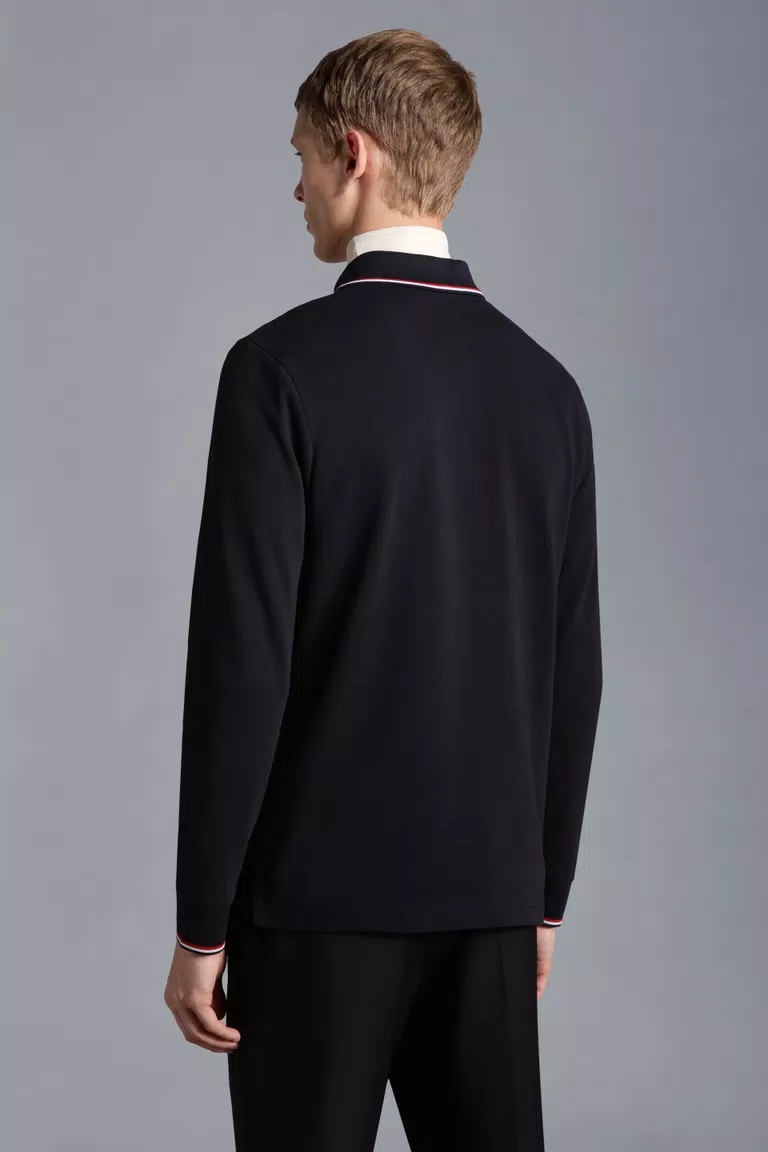 Dark Blue Long Sleeve Polo Shirt - Polos & T-shirts for Men | Moncler EE