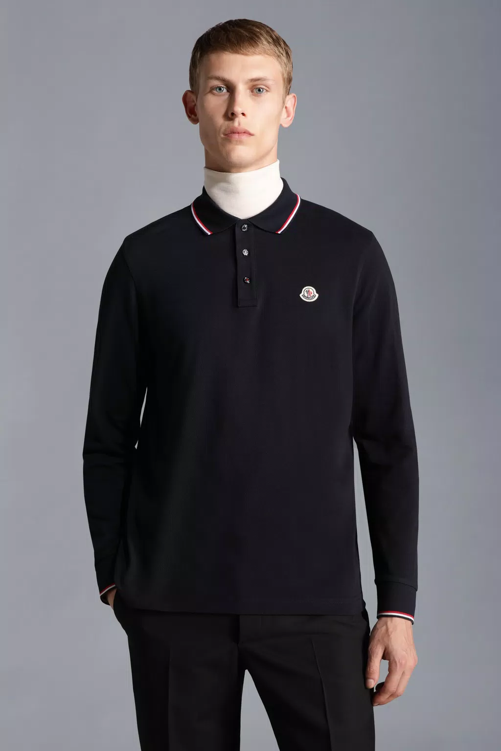 Dark Blue Long Sleeve Polo Shirt - Polos & T-shirts for Men | Moncler ES