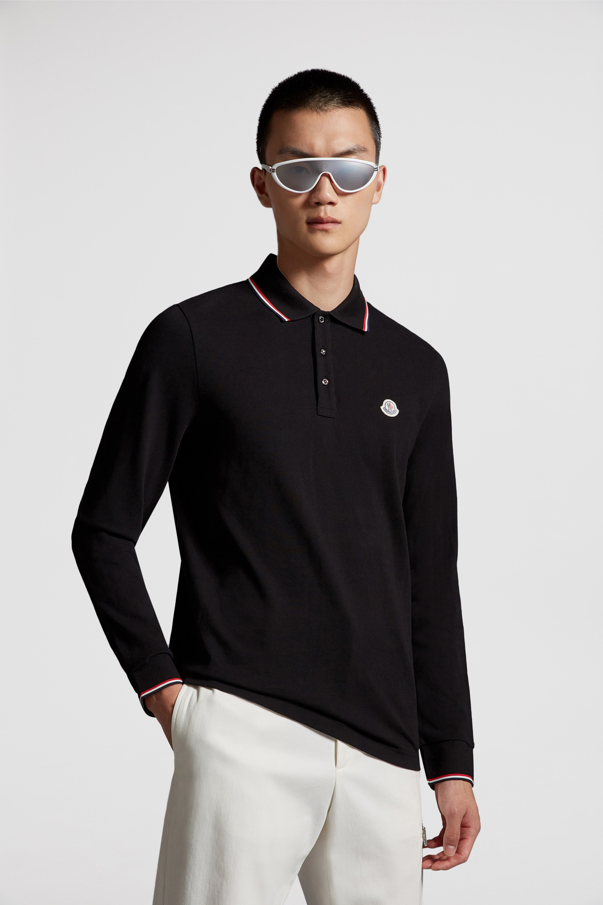 Black Long Sleeve Polo Shirt - Polos & T-shirts for Men | Moncler US