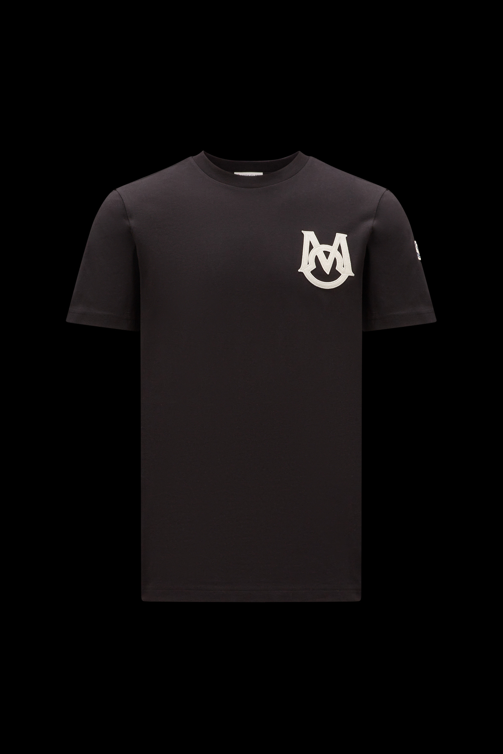 Moncler T-shirt With Patch And Logo Print In Black (black)