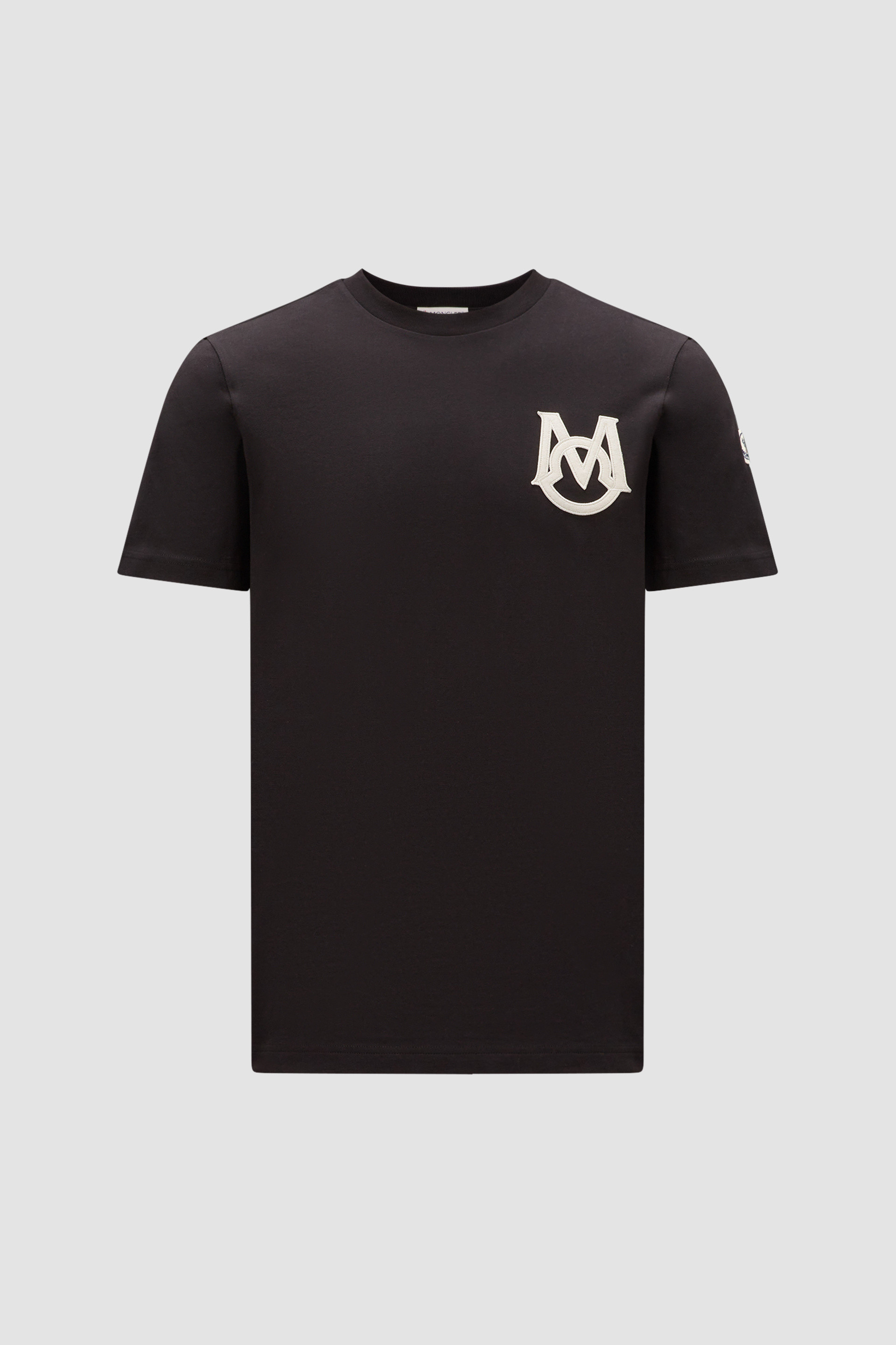 Moncler T-shirt With Patch And Logo Print In Black (black)