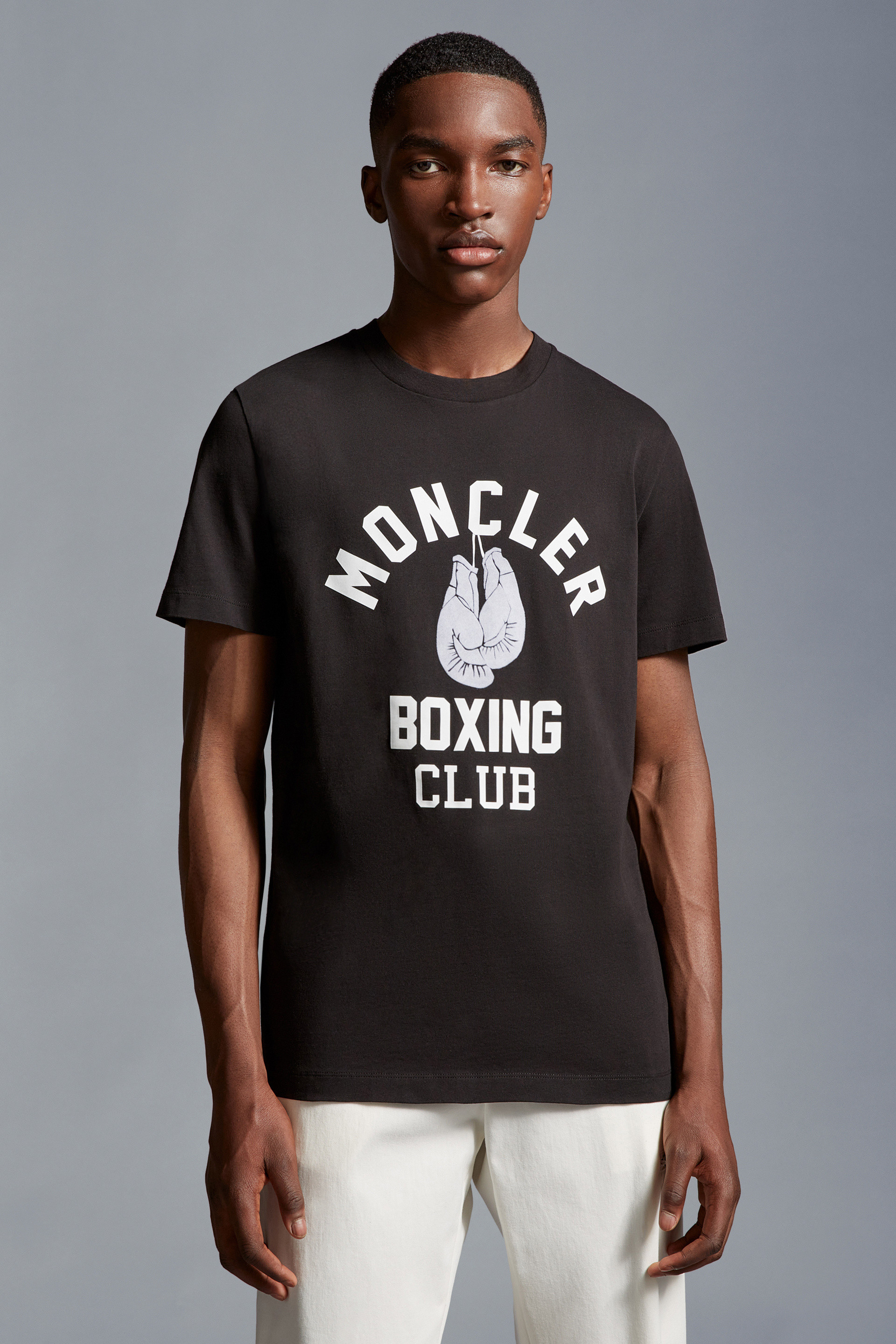 White Double logo cotton-jersey T-shirt, Moncler