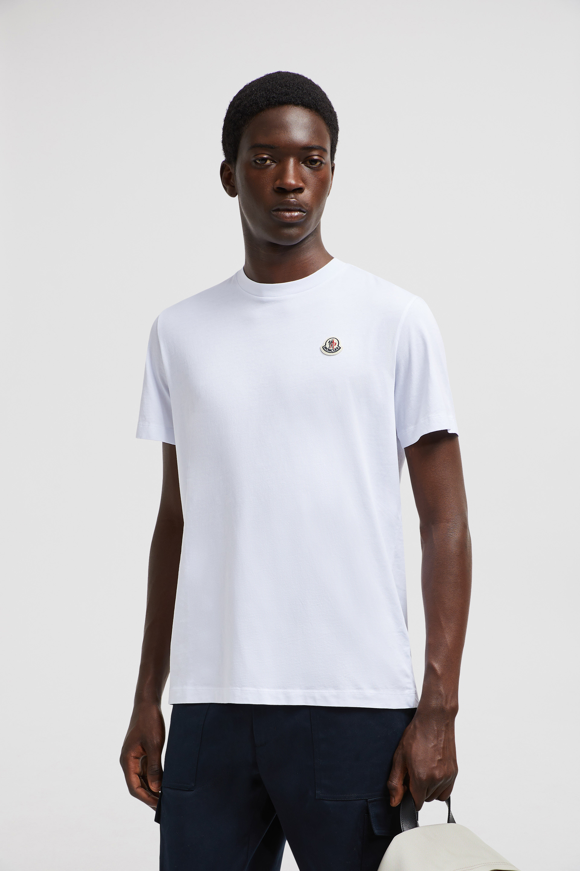 Moncler Cotton outlet Jersey White Double Logo Tee T-Shirt