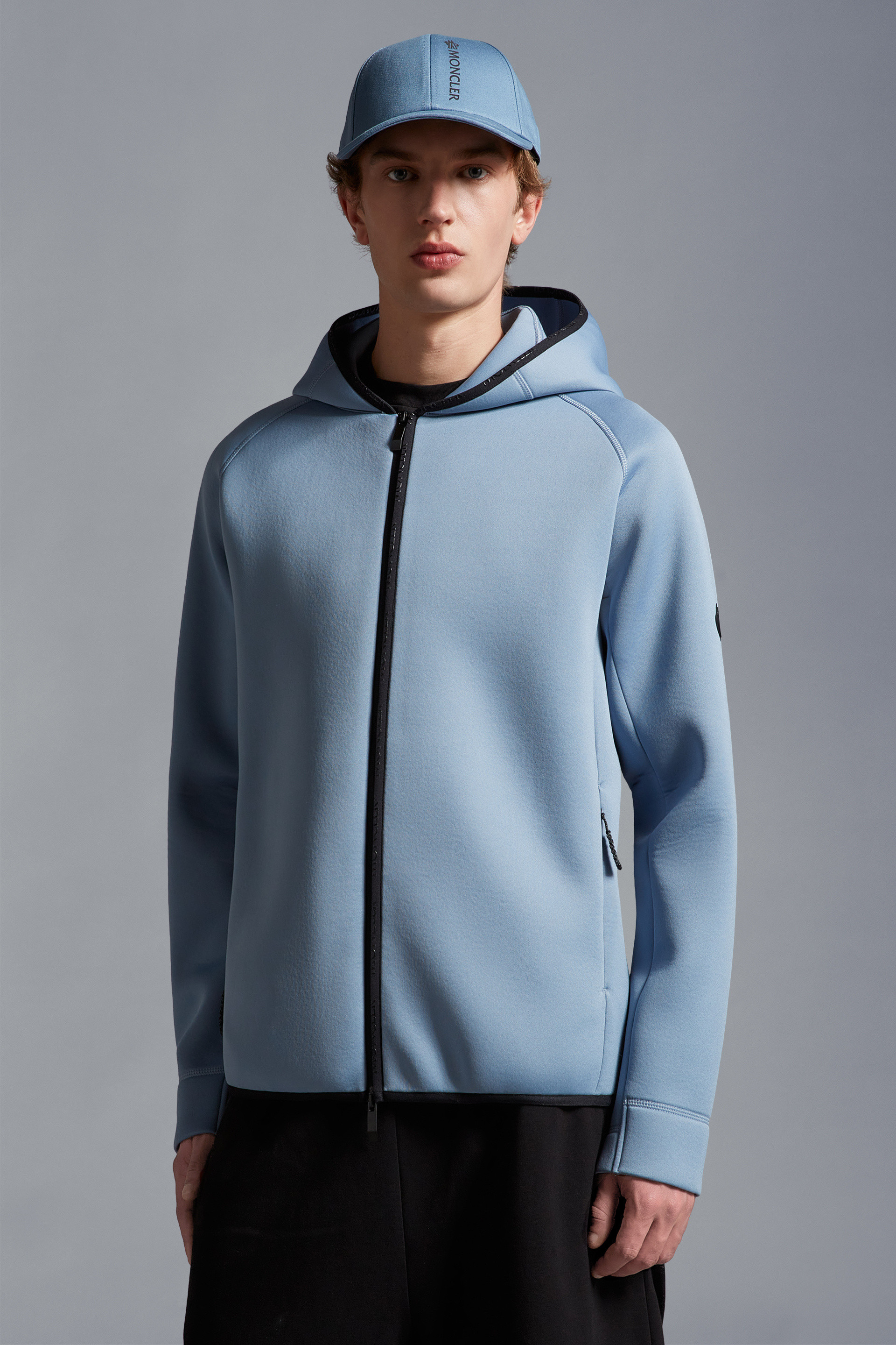 Sweat capuche zipp en n opr ne Bleu Poudr Sweatshirts Homme