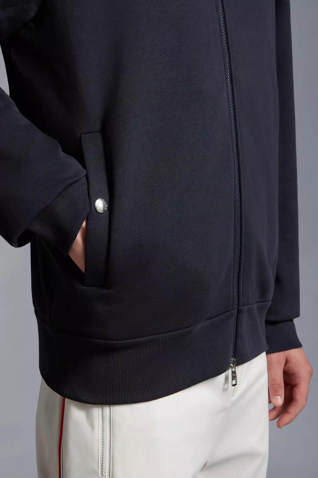 Navy Blue Zip-Up Hoodie - Sweatshirts for Men | Moncler US