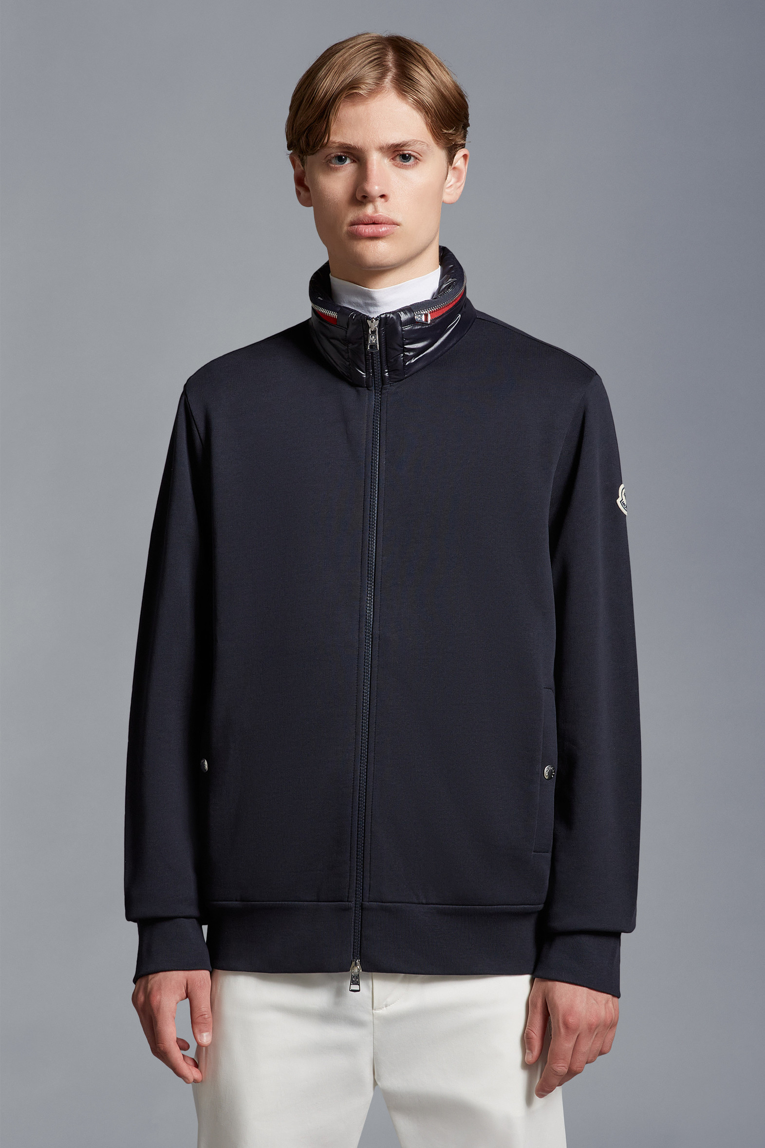 Navy Blue ZipUp Hoodie Sweatshirts for Men Moncler US