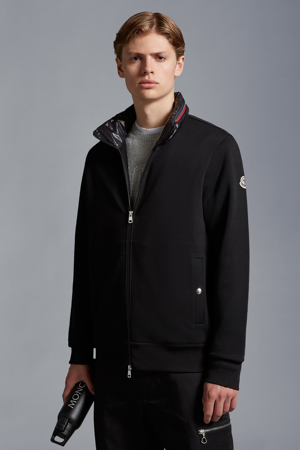 Black Zip-Up Hoodie - Sweatshirts for Men | Moncler BE
