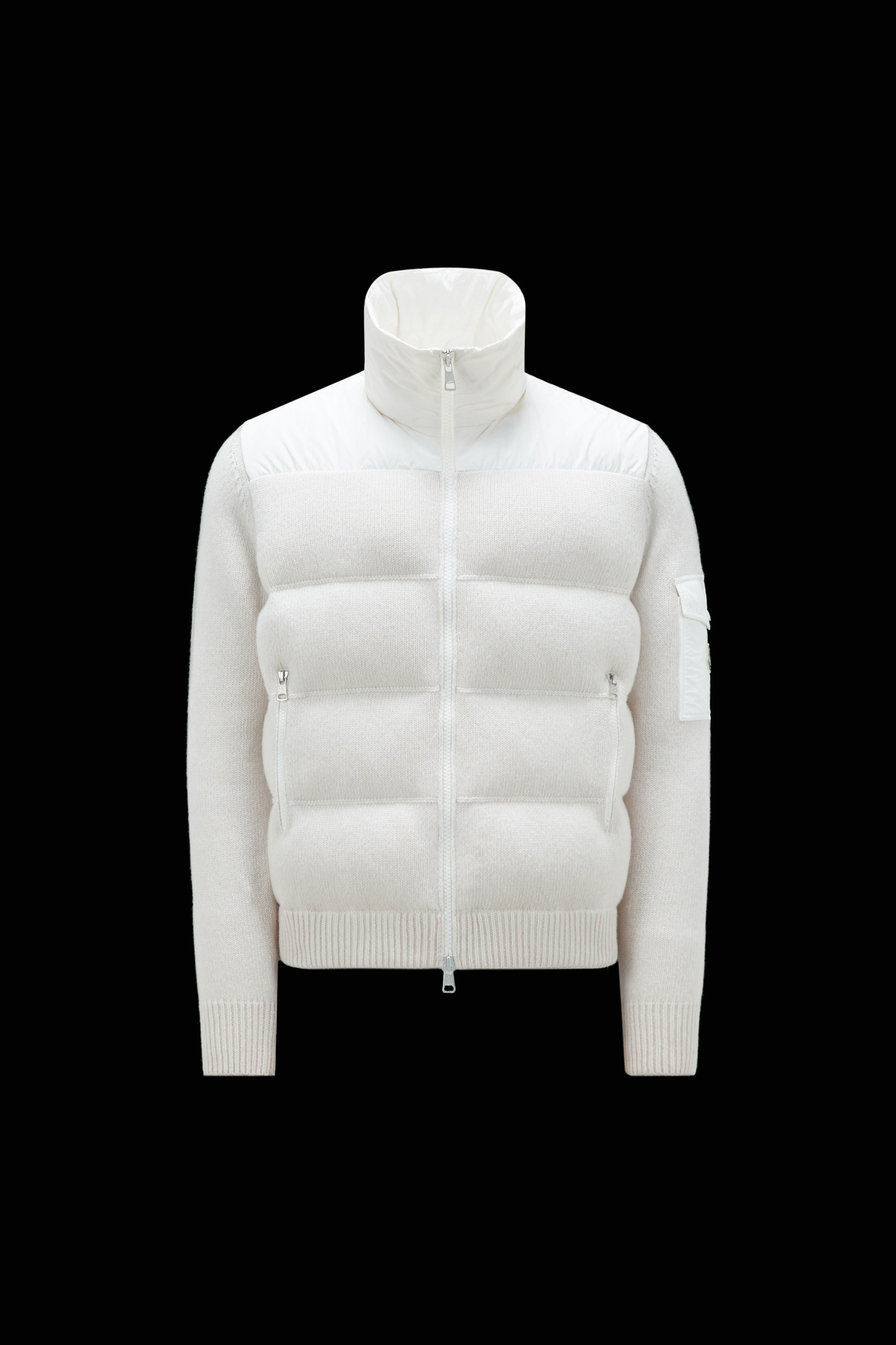 Moncler Collection Padded Wool Cardigan male White Size 3XL