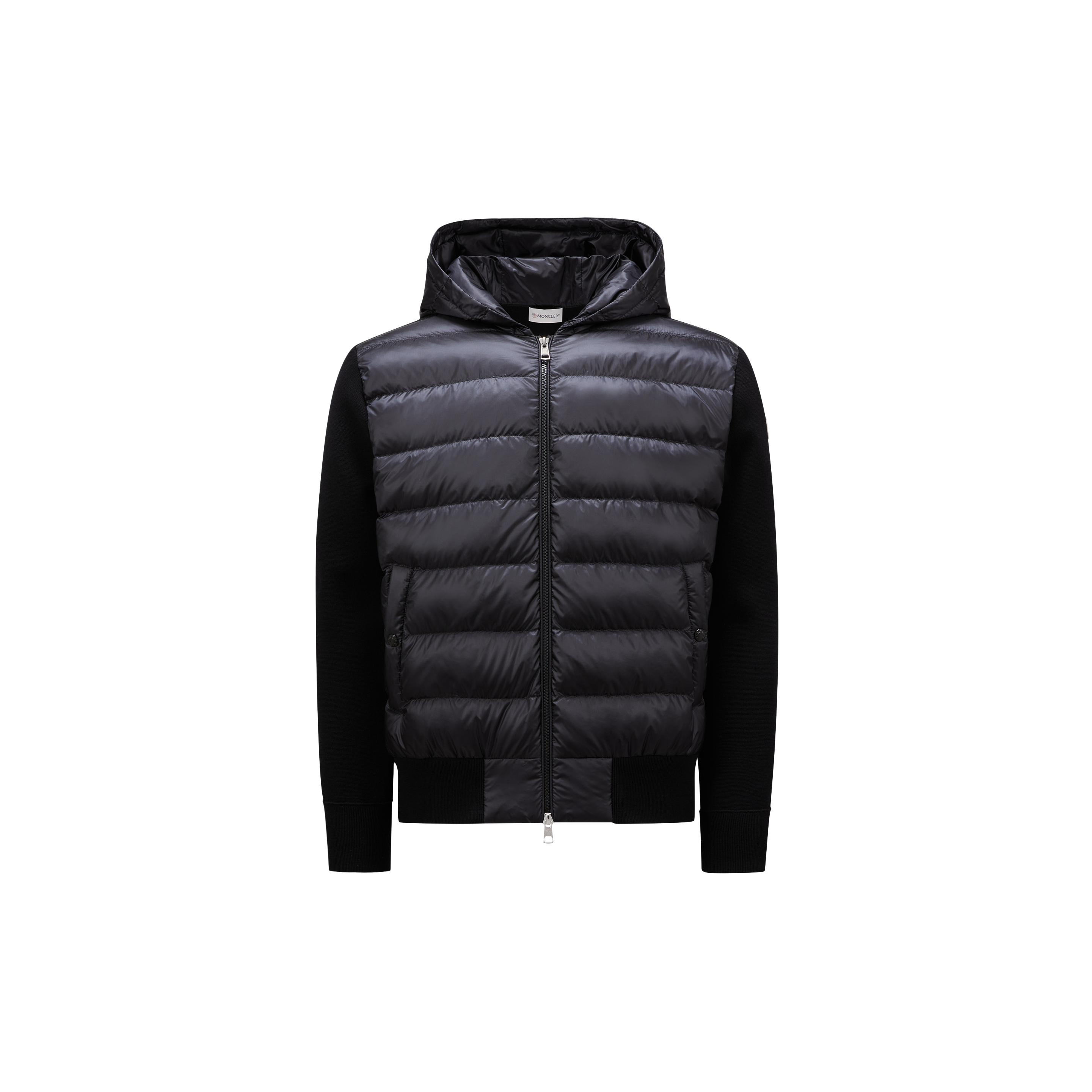 Moncler Cardigan Tricot À Empiècements Matelassés In Black