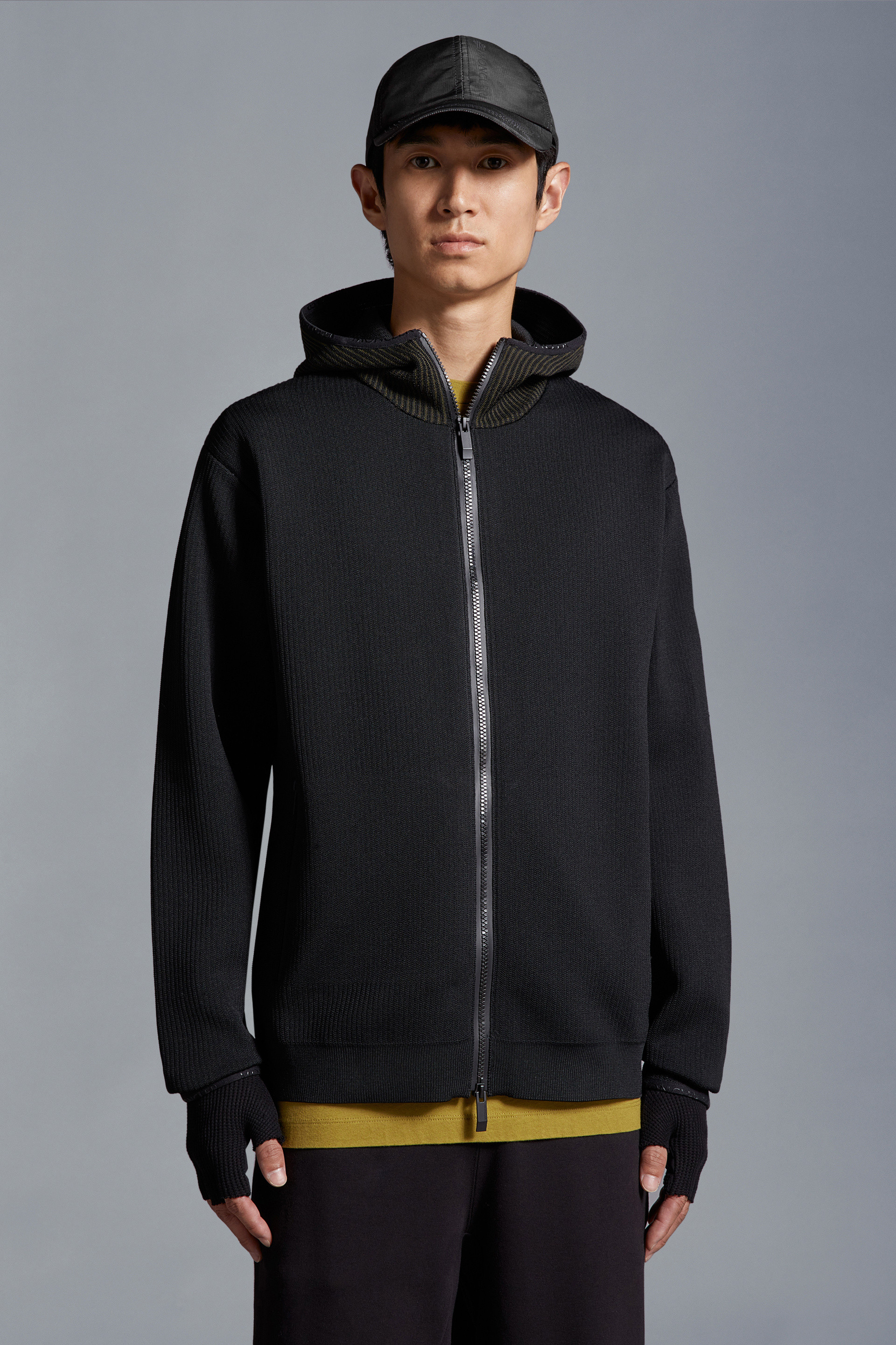 Black Zip Up Hoodie Sweaters Cardigans for Men Moncler US