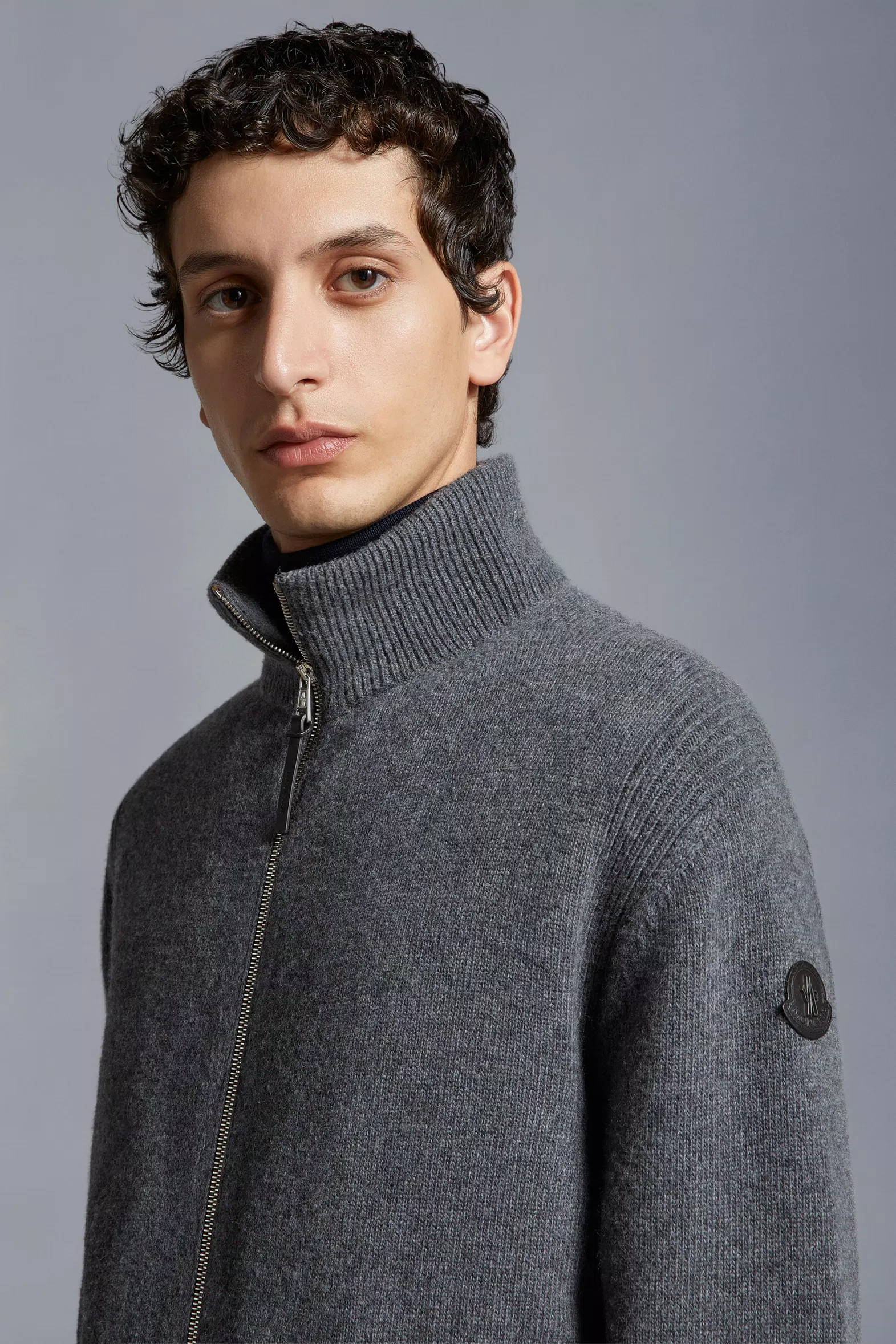 Gray Padded Wool Cardigan - Sweaters & Cardigans for Men | Moncler DE