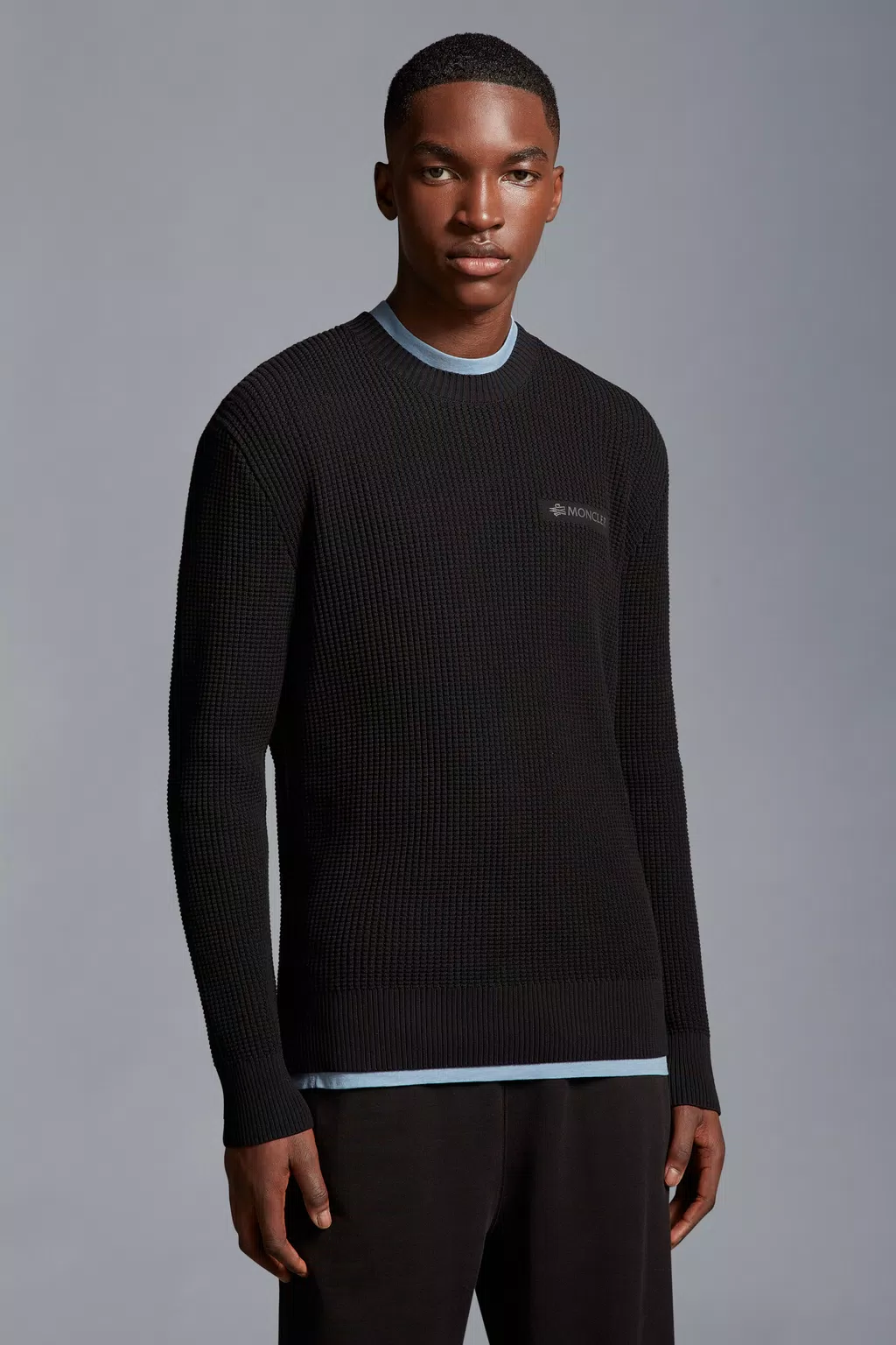 Black Logo Cotton Jumper - Sweaters & Cardigans for Men | Moncler PT