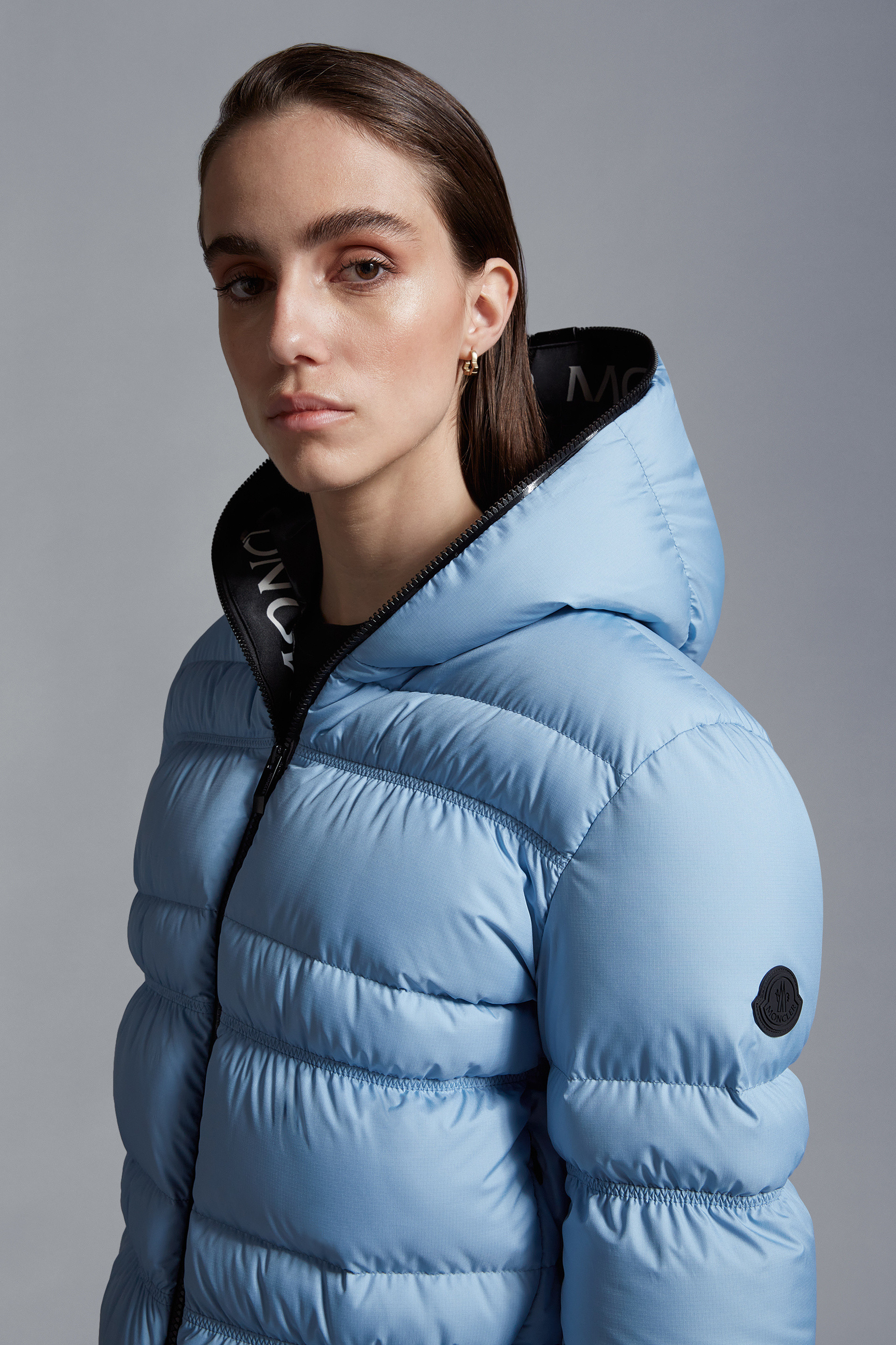 Moncler blue deals coat womens